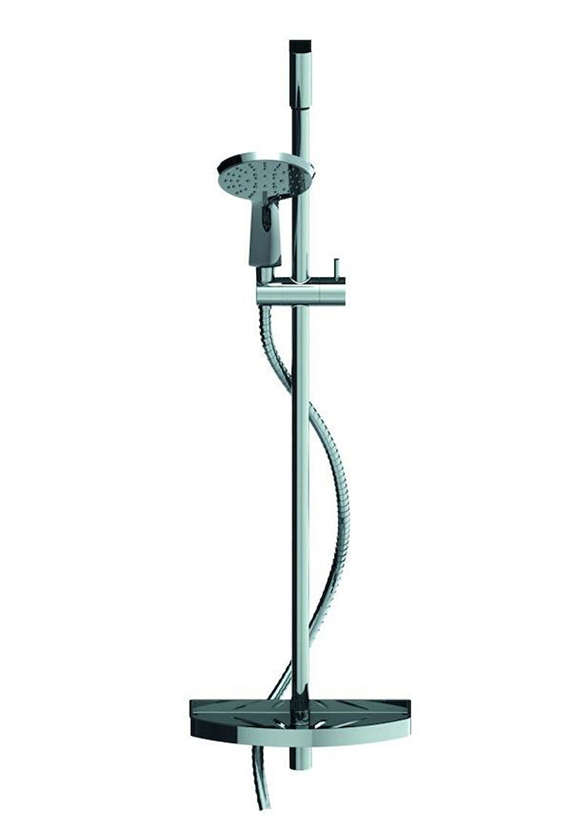 Sürgülü Duş Seti + Ø50X22Mm Elips Borulu Elektrostatik Boyalı + 5 Fonksiyonlu
