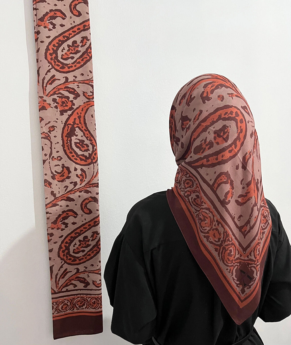 Aminenesil Soft Pamuk Etnik Desen Vizon Turuncu RenkEşarp