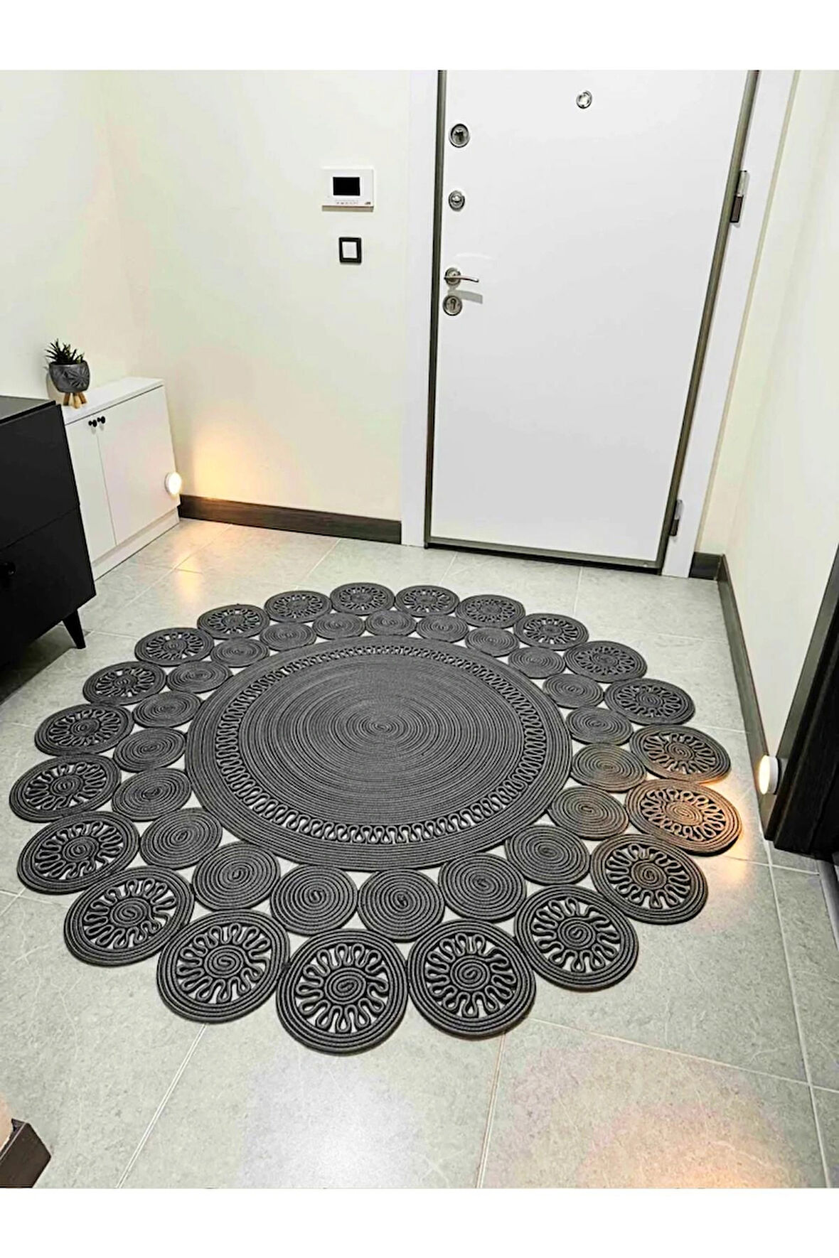 BHR Creative Jüt İp Papatya Modeli Kapı Önü Koridor Banyo Salon Yatak Odası Oturma Odası Halı Kilim Paspas