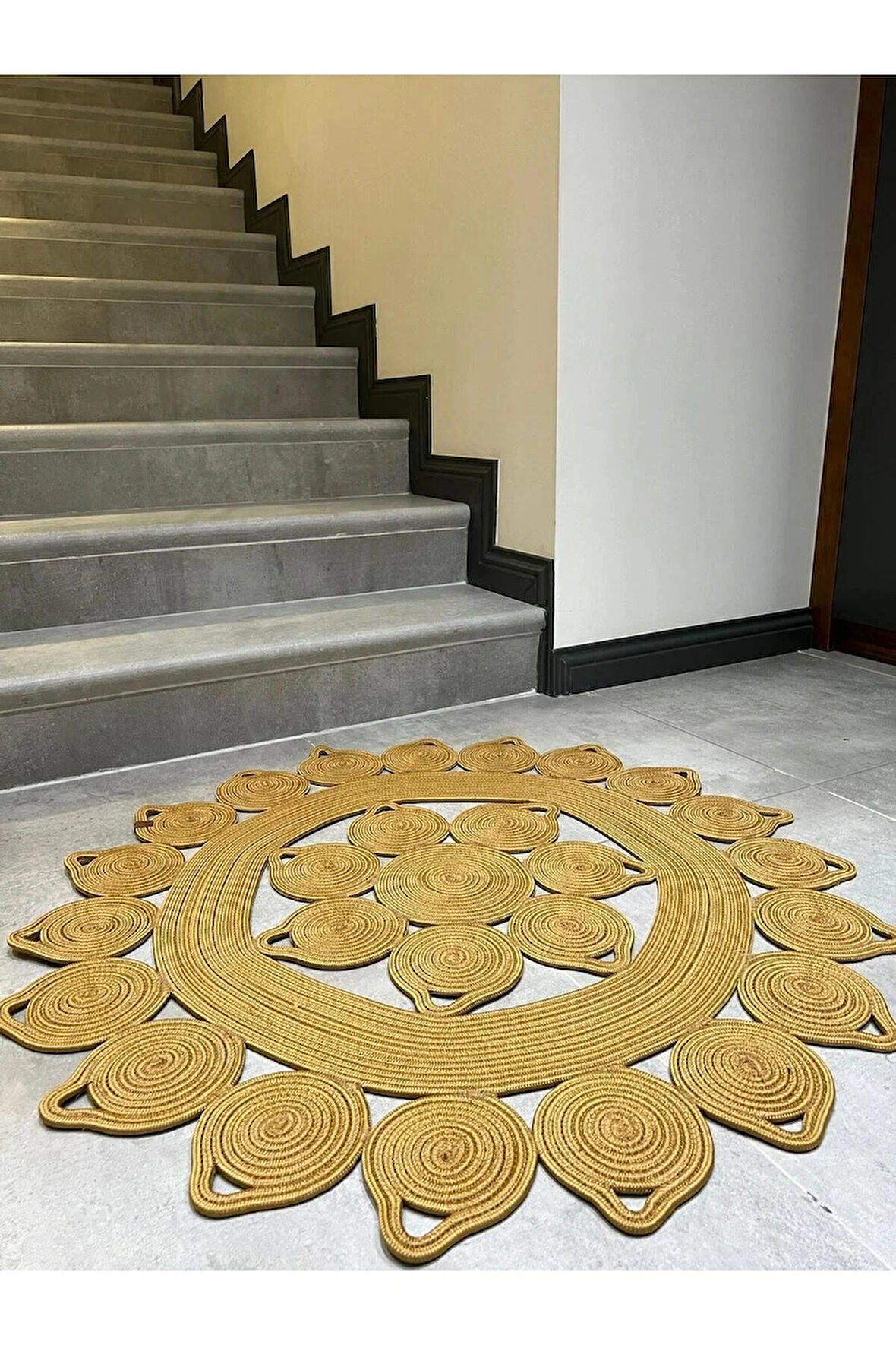 BHR Creative Jüt İp Gözyaşı Modeli Salon Banyo Koridor Kapı Önü Halı Kilim Paspas