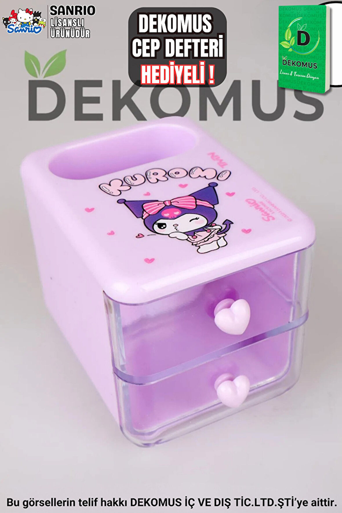 "DEKOMUS CEP DEFTERİ HEDİYELİ" YENİ SEZON LİSANSLI KUROMI MASA KALEMLİĞİ 