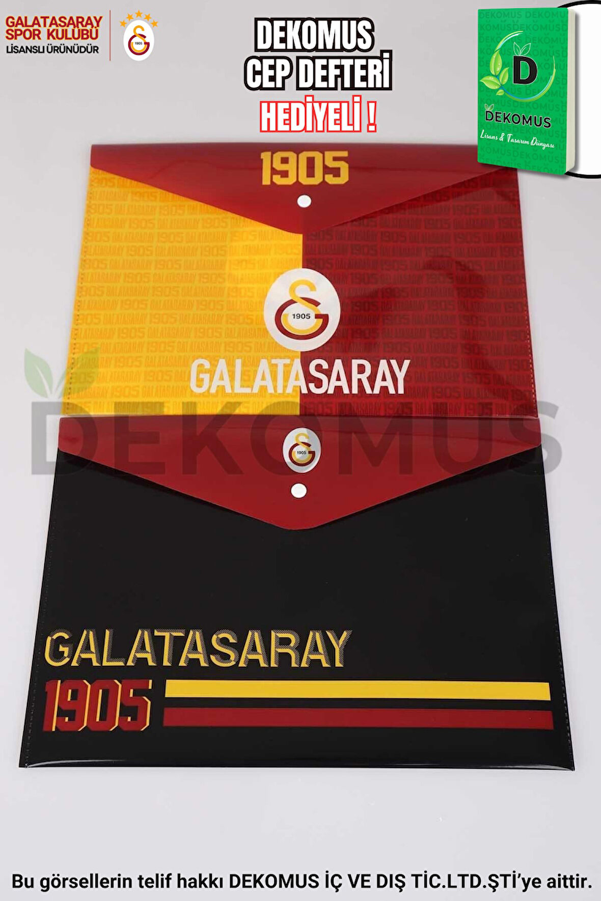 "DEKOMUS CEP DEFTERİ HEDİYELİ" YENİ SEZON LİSANSLI GALATASARAY 2'Lİ ÇITÇITLI DOSYA 