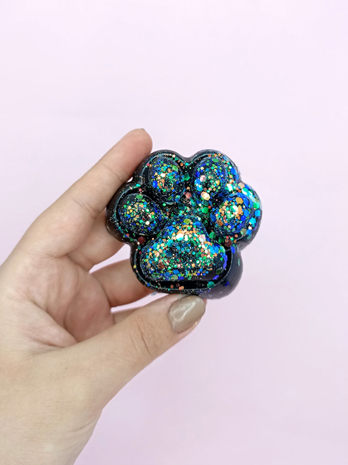 Küçük Pati Squishy Simli Kedi Pati Sıkma 7 cm Pati Sukuşi - Siyah