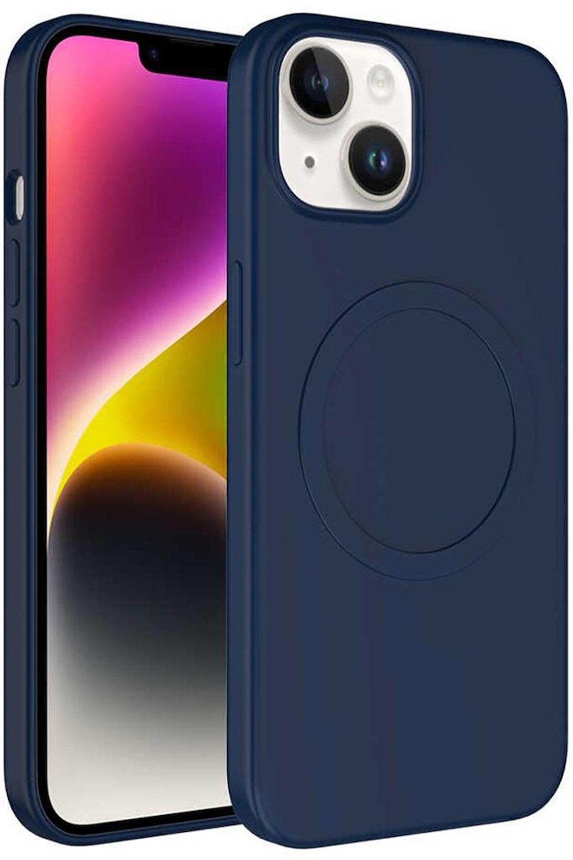 Apple iPhone 14 Kılıf Magsafe Wireless Şarj Özellikli Pastel Renk Silikon Mat Kapak