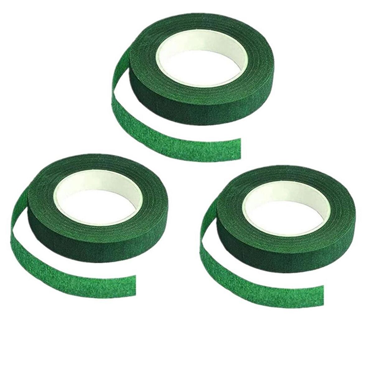 3lü Set Çiçekçi Bandı Yeşil Renk Yapay Çiçek Latex Köpük Çiçek Sapı Sarma Yeşil Bant 30metre 