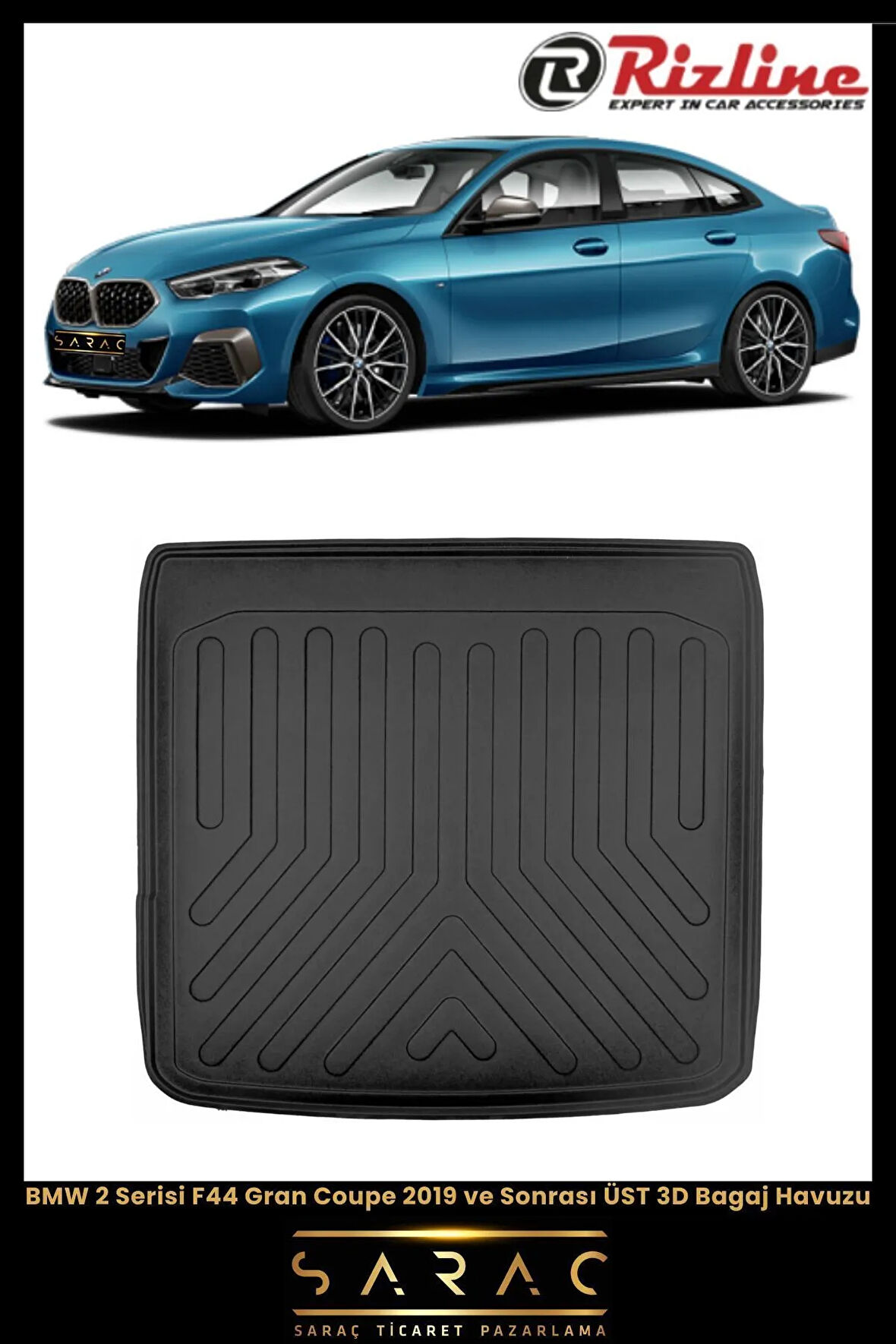 Rizline BMW 2 Serisi F44 Gran Coupe 2022 Model Üst 3D Bagaj Havuzu