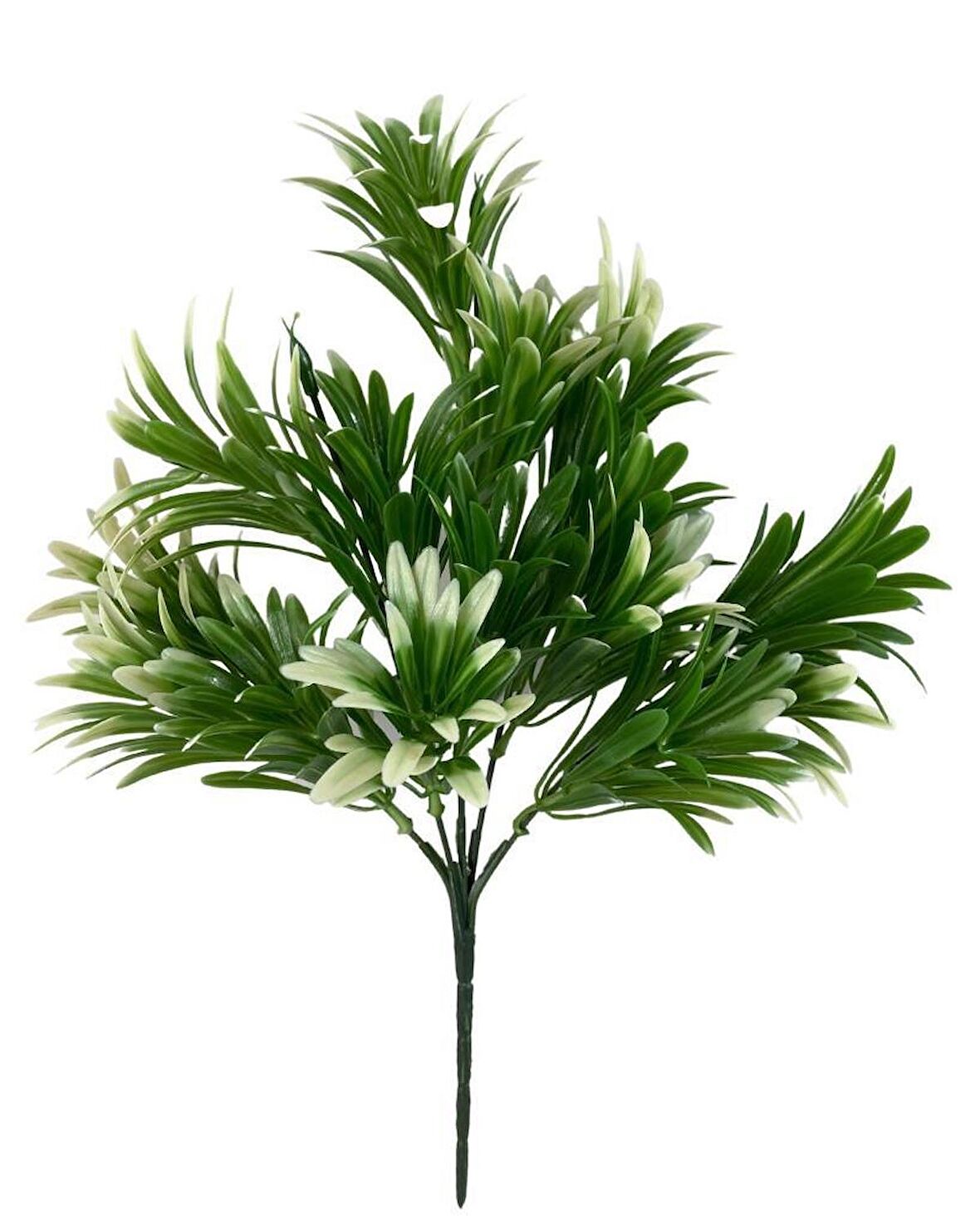 Yapay Çiçek Yeşil Beyaz Renk Podocarpus Demeti 7dal 48 Çiçek Garnitür Aradal Dekoratif Yapay Bitki