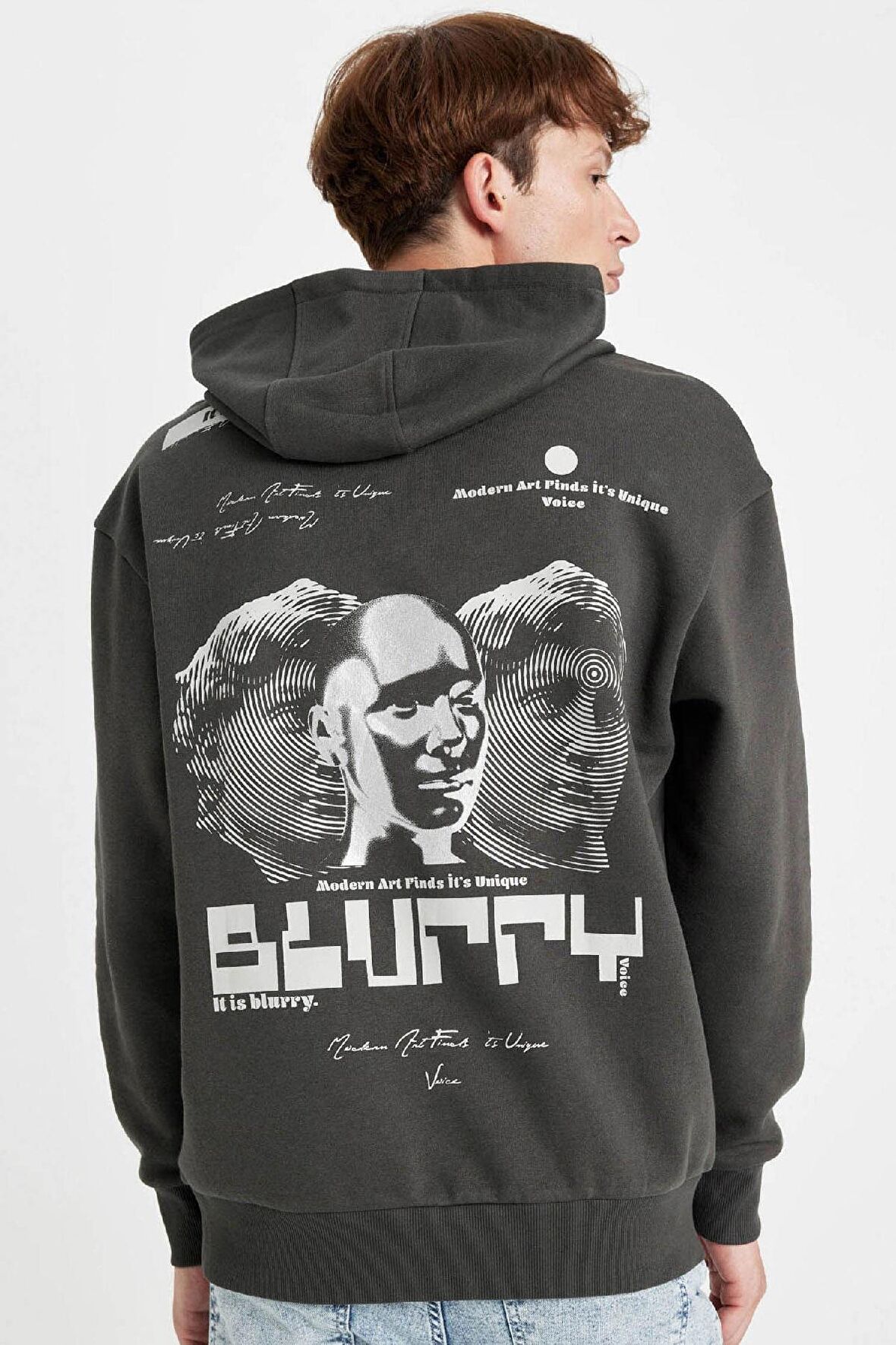 DeFacto Boxy Fit Kapüşonlu Sırt Baskılı Sweatshirt C6147AX24AUAR221