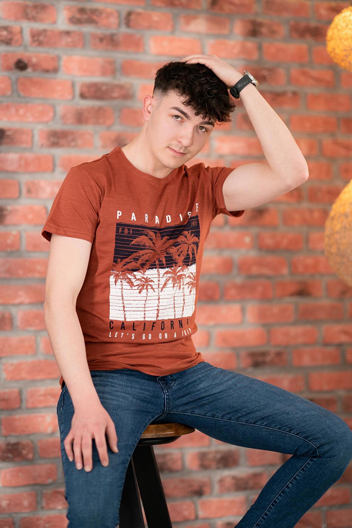 FBI JEANS DESENLİ SLİMFİT PAMUKLU ERKEK T-SHİRT
