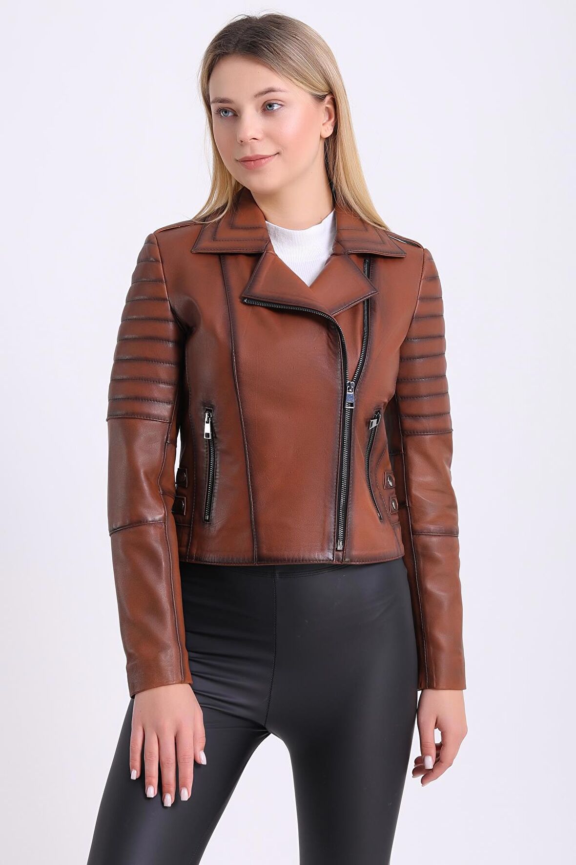 Kadın Hakiki Deri Mont