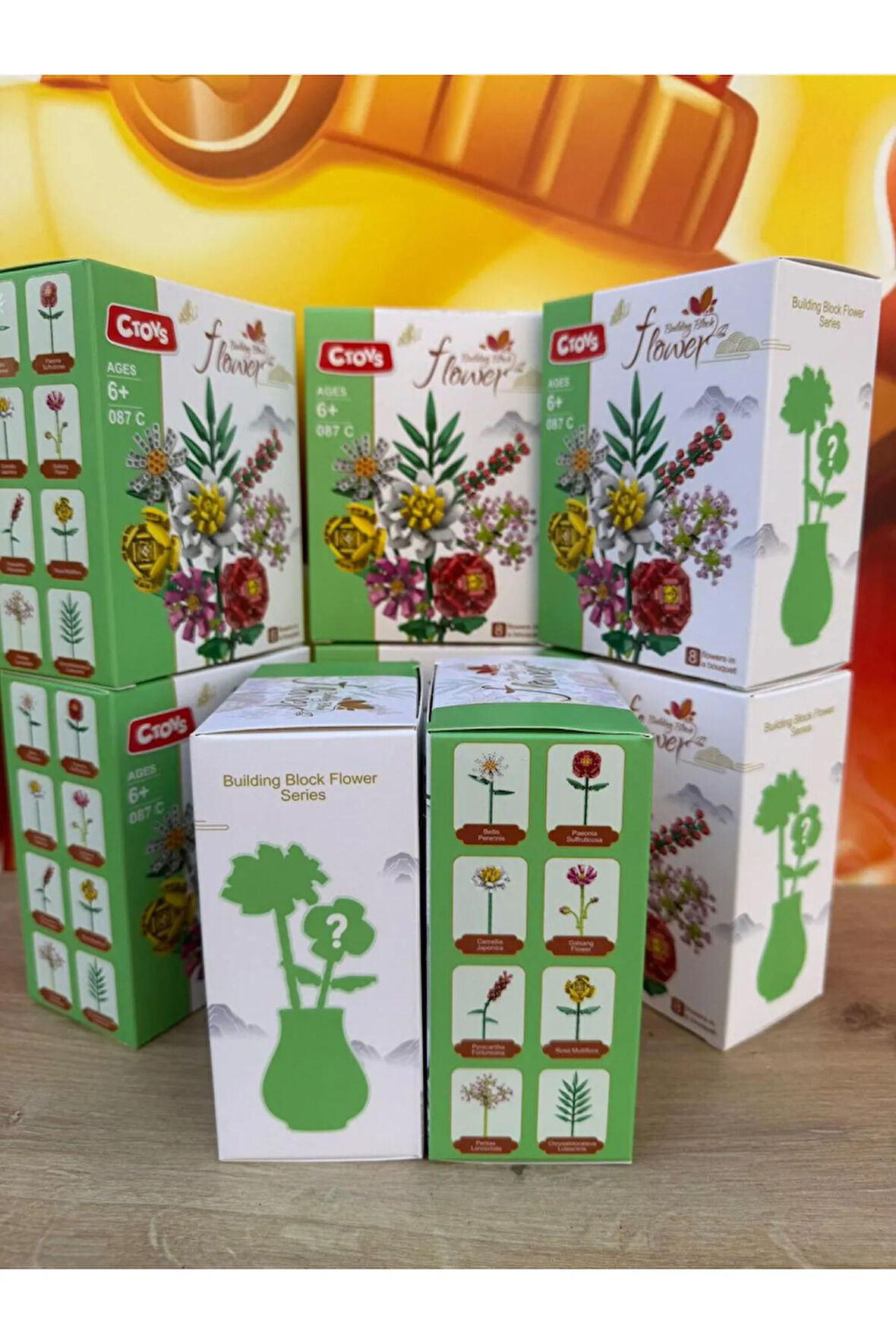 Dekoratif Çiçek Buketi Yapım Seti Legosu Çiçek Lego 500+ Parça 8 KUTU BİRDEN FULL SET YEŞİL