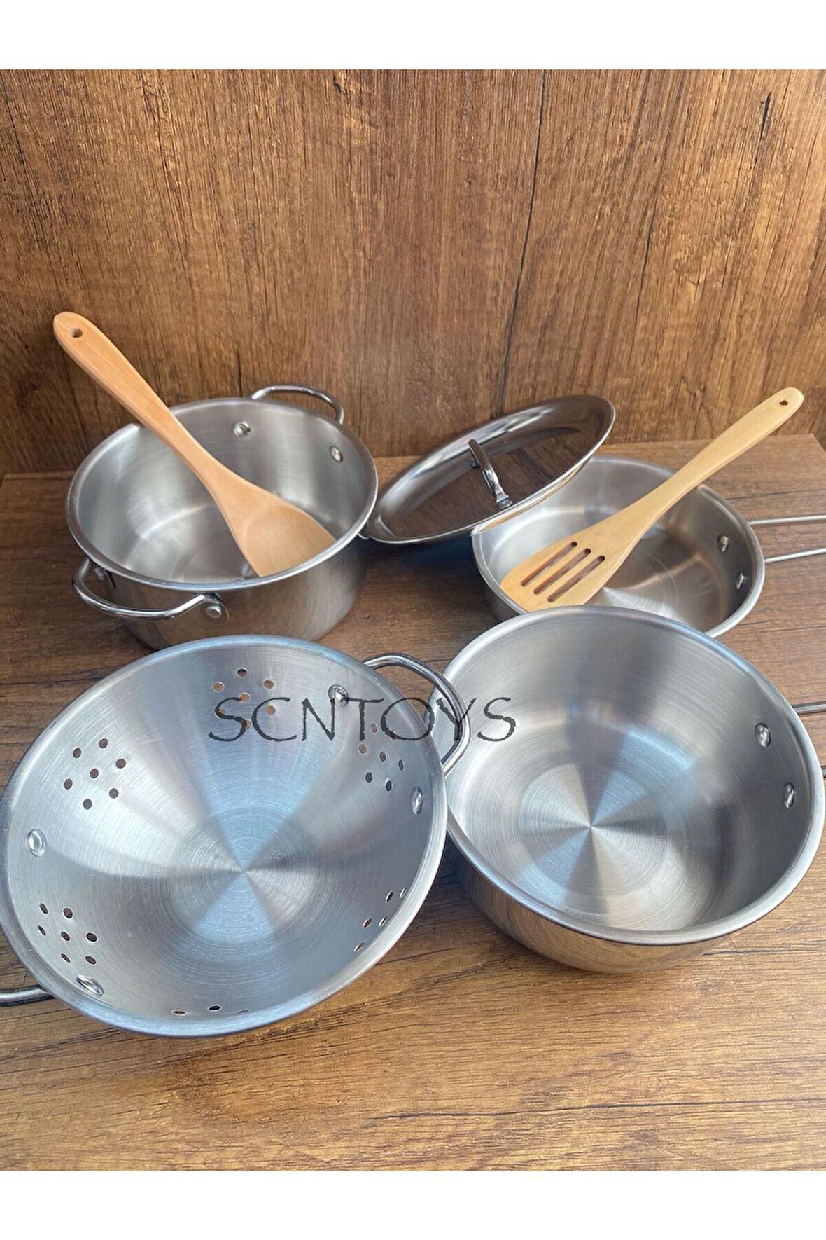 8 Parça Raflı Tencere Tava Seti  Yemek Pişirme Oyuncak Mutfak Seti Büyük Boy Evcilik Oyun Seti