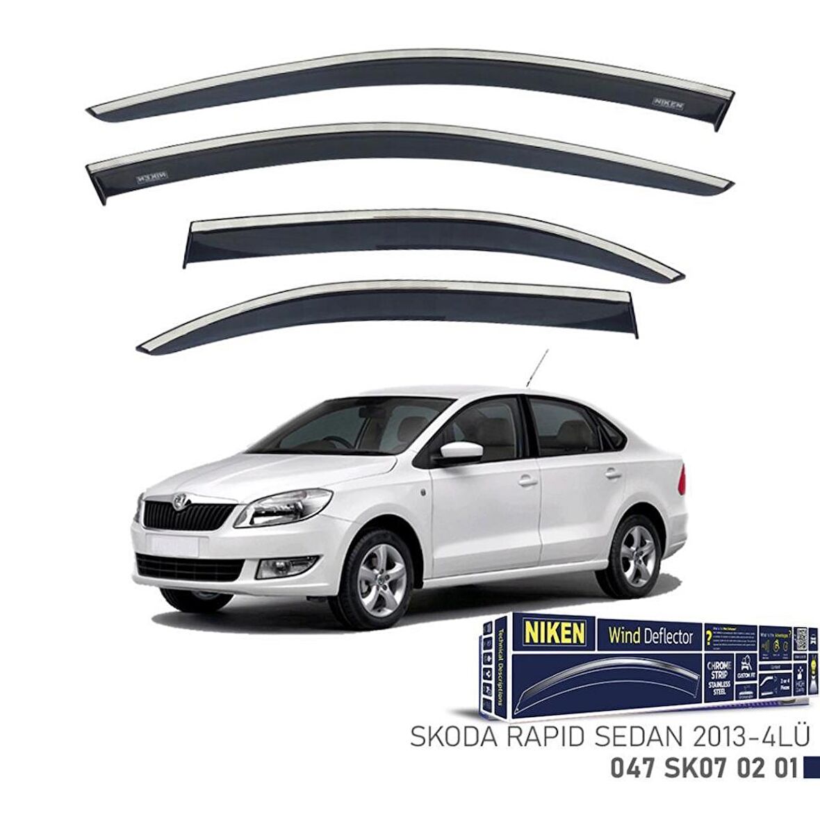 Skoda Rapid Sedan Niken Kromlu Cam Rüzgarlığı 4lü Set 2013 2018