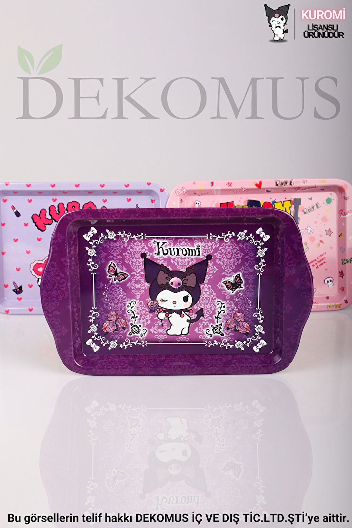 DEKOMUS İLE LİSANSLI YENİ SEZON KUROMI "TEKLİ" MİNİ METAL TEPSİ