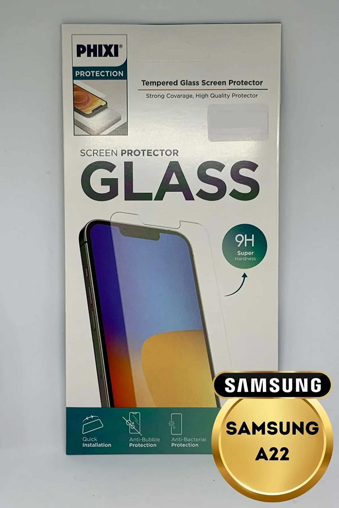 Samsung A22 Uyumlu Temperli Tam Koruma Şeffaf Cam Ekran Koruyucu