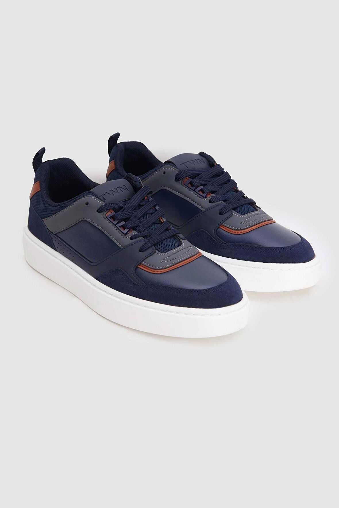 TWN Lacivert Kalın Beyaz Tabanlı Bağcıklı Sneaker Ayakkabi 3EC09ORT0380