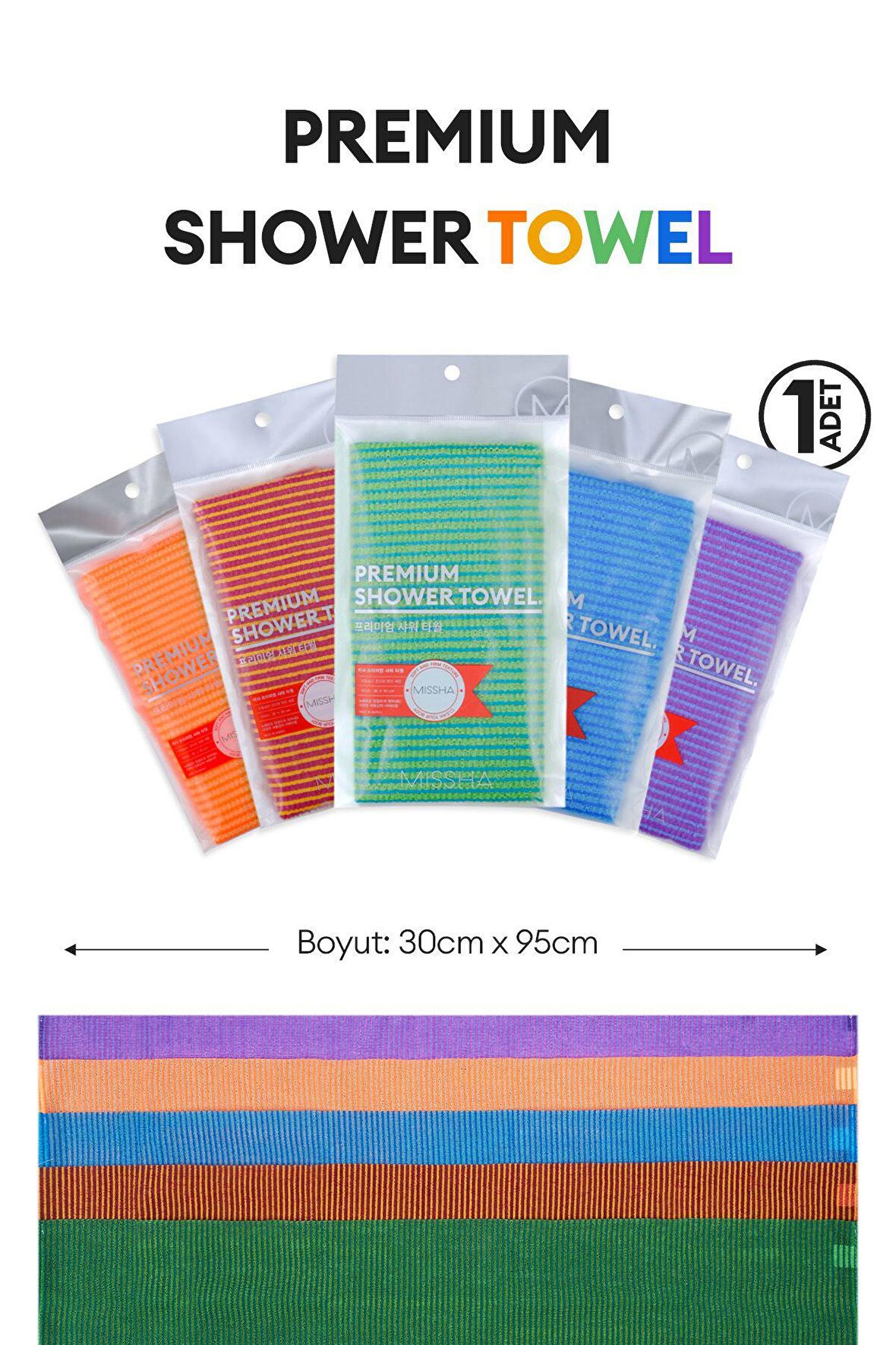 Yumuşak Dokuya Sahip, Rahat Kullanıma Uygun, Uzun Banyo Lifi MISSHA Premium Shower Towel