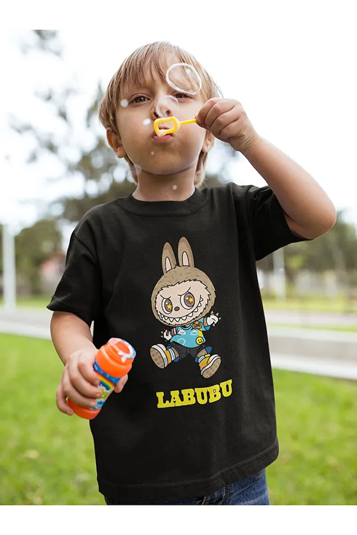 Labubu Baskılı Unisex Çizgi Film Çocuk Tişört (1-12 Yaş)