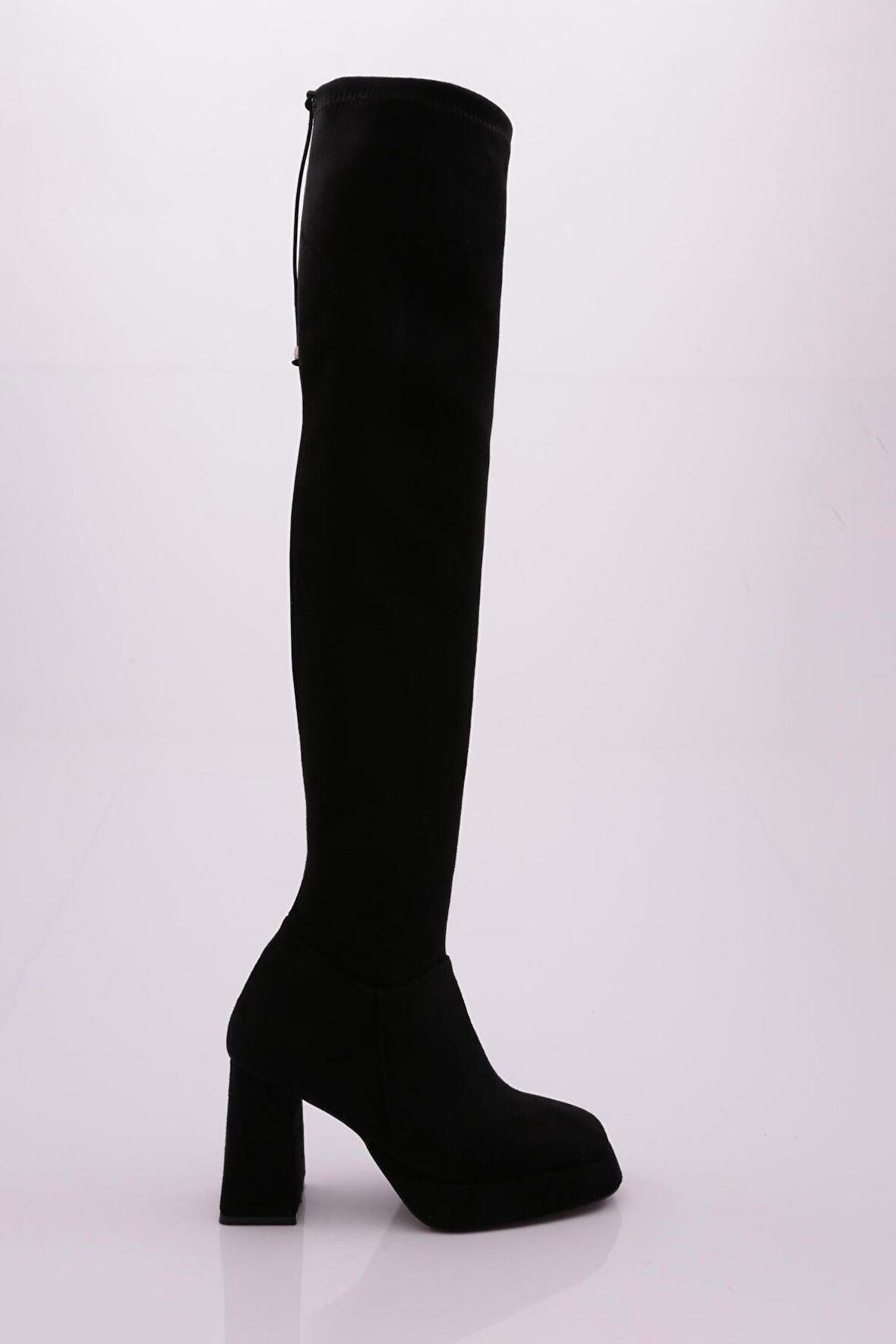 Dgn 1900 Kadın Strech Detayli  Fermuarli Knee High Topuklu Çizme