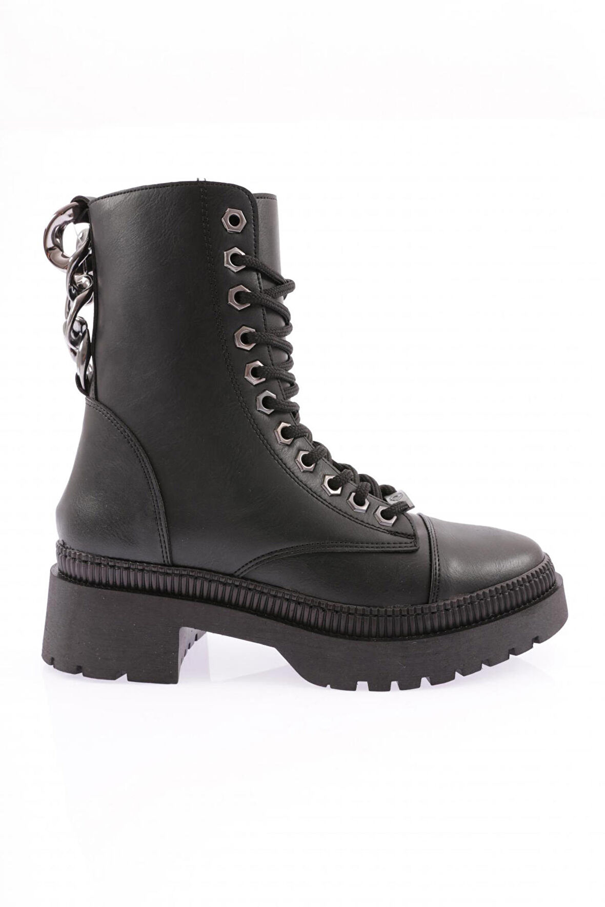 Dgn K9012 Kadın Kalin Zincir Aksesuarli  Bot