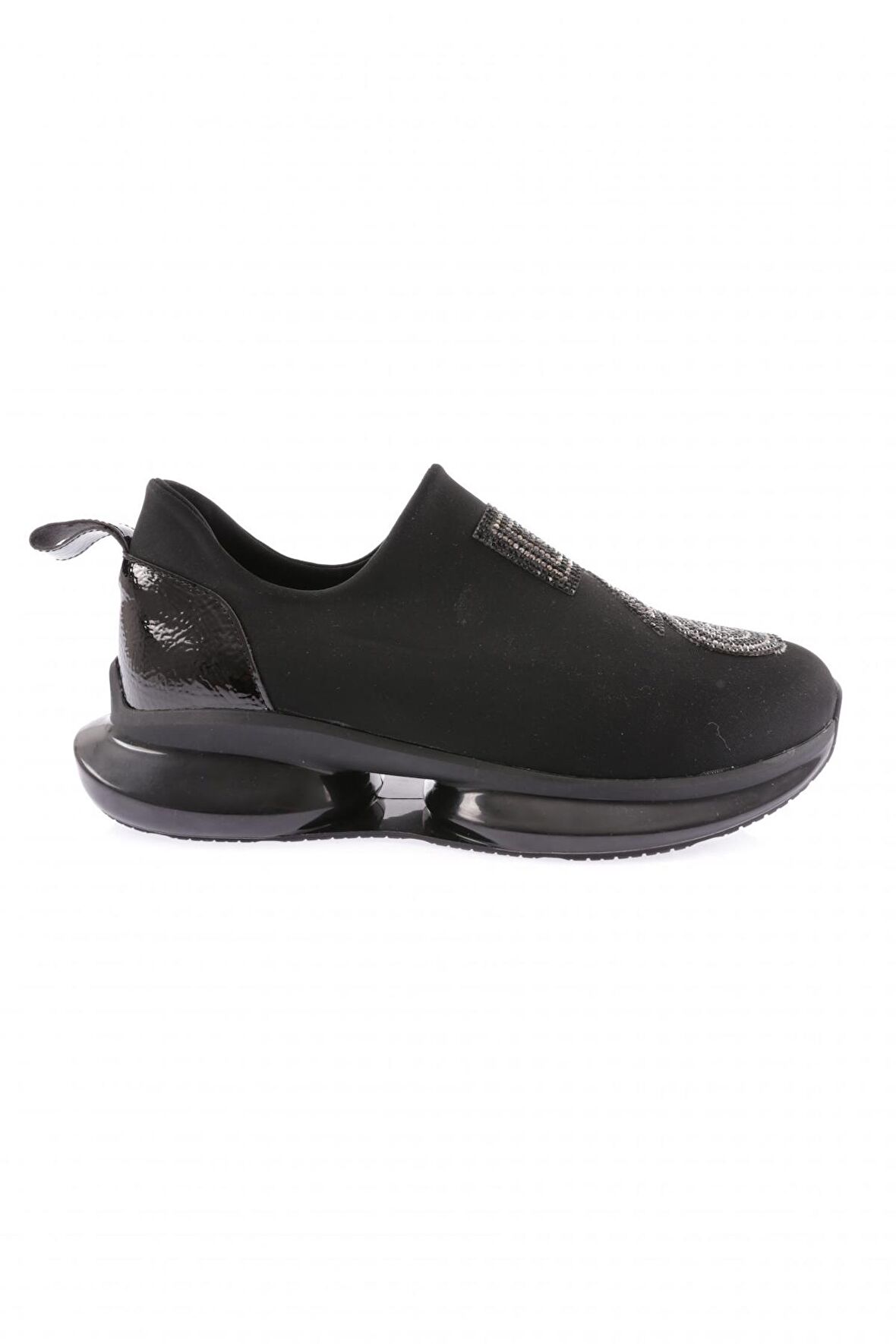 Dgn 1053 Kadın Kalin Taban Strech Detayli Silver Taşli Sneakers Ayakkabi
