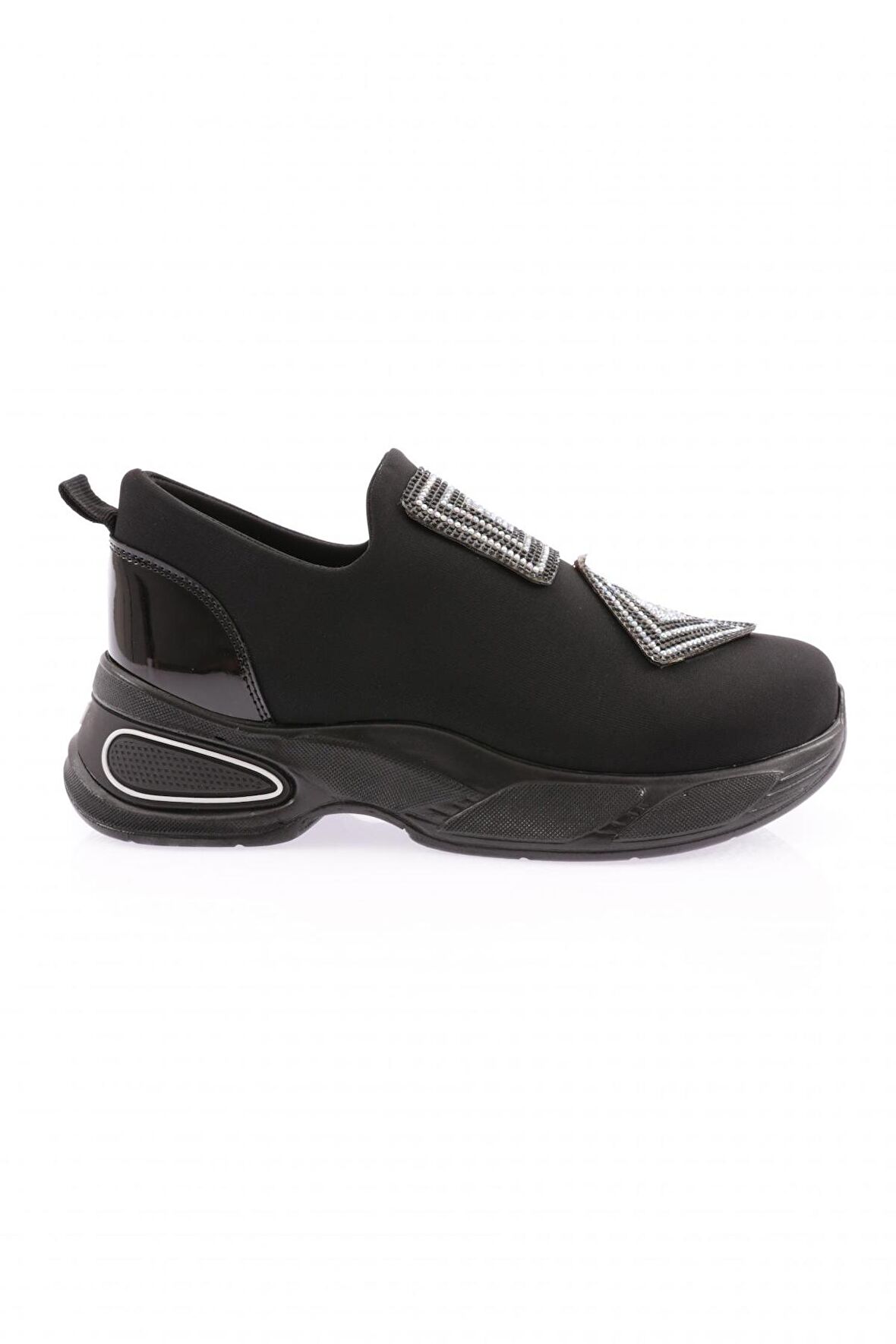 Dgn M610-22K Kadın Strech Taş Motifli Mega Kalin Taban Sneakers Ayakkabi