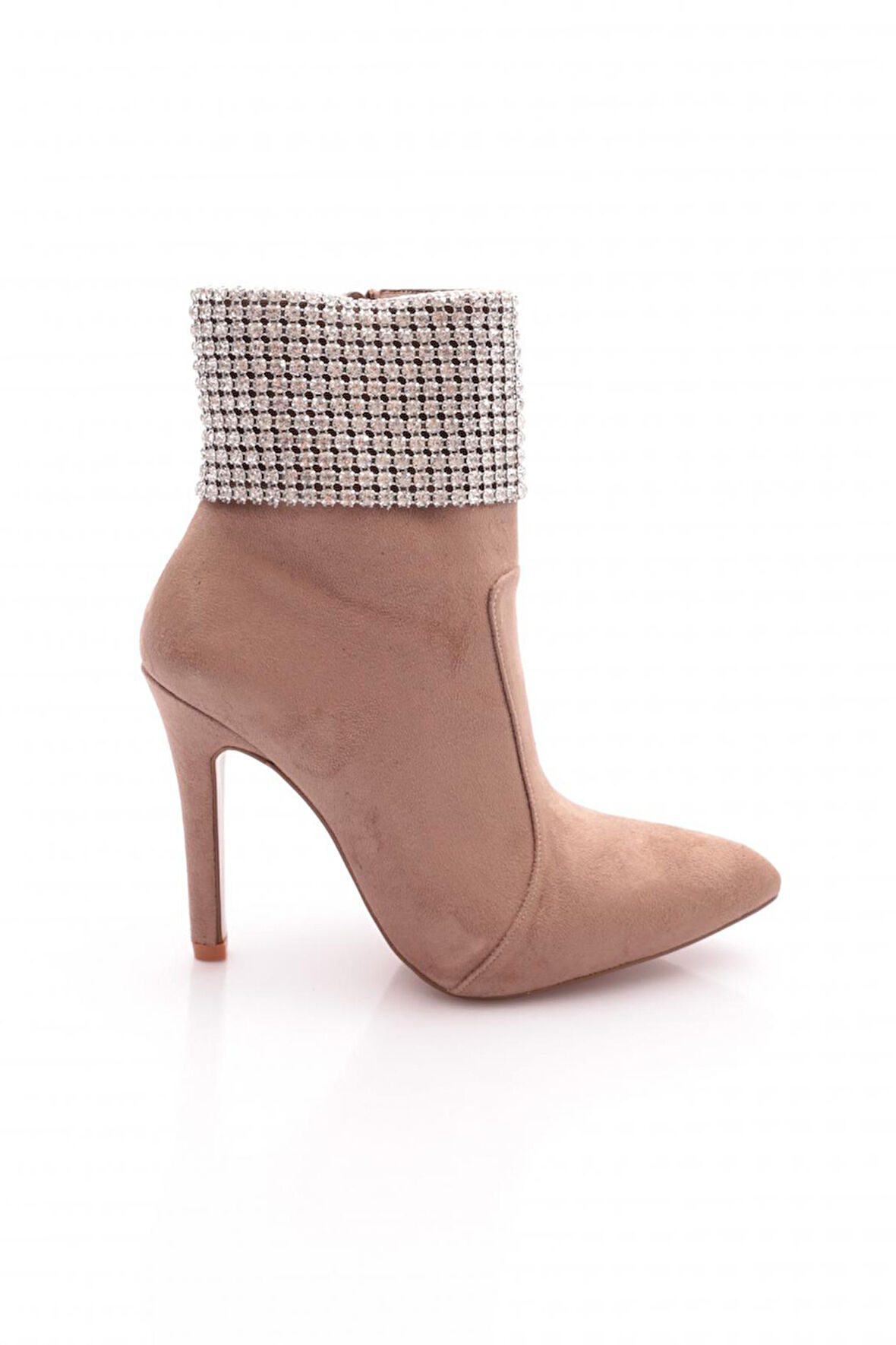 Dgn 4259 Kadin Sivri Burun Kristal Taşli İnce Topuklu Bot