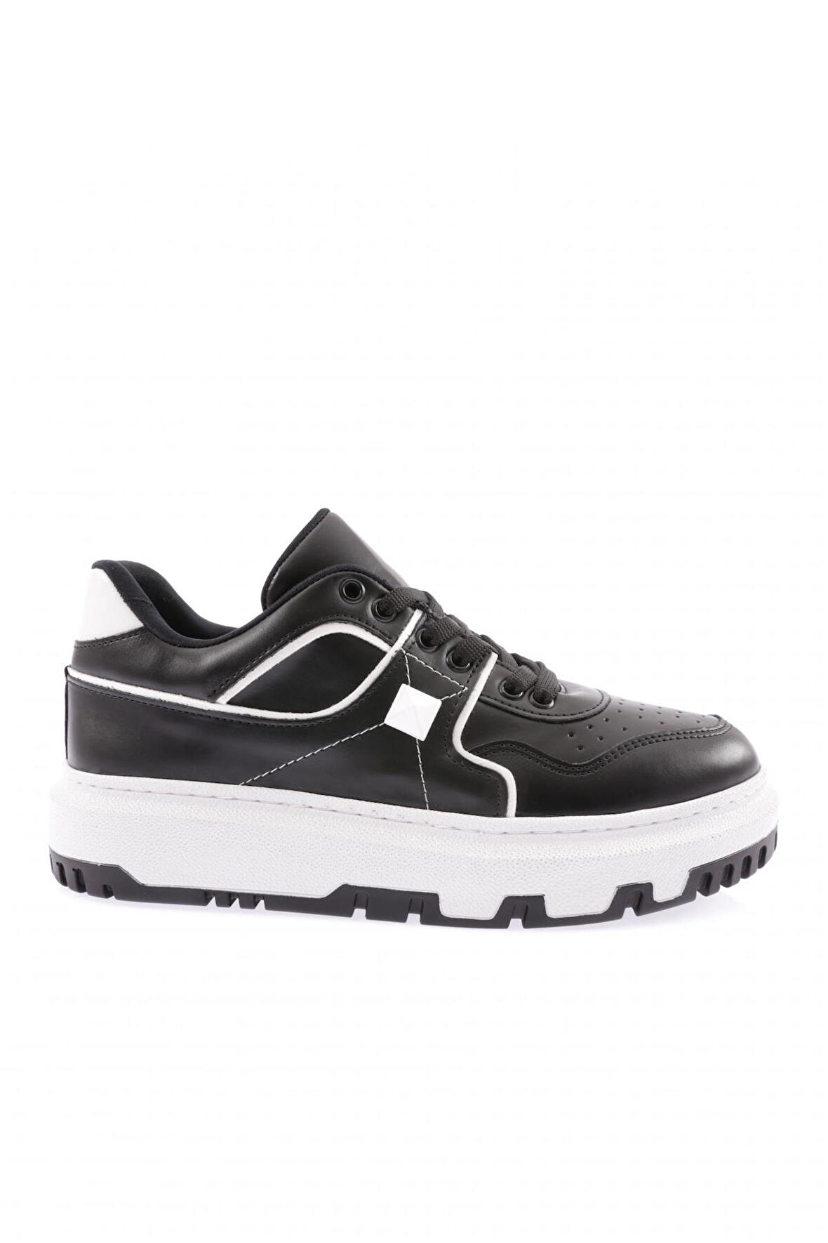 Dgn 020-22K Kadın Kalin Taban Bağcikli Dikiş Detayli Sneakers Ayakkabi