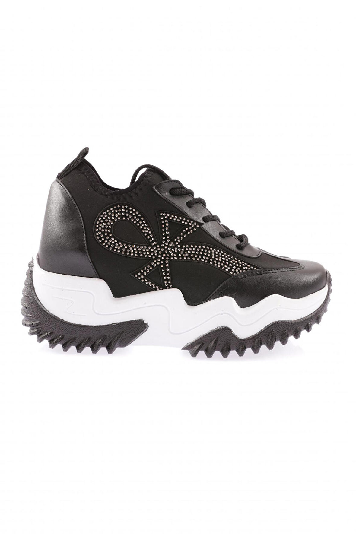 Dgn Z3 23Y Kadın Mega Kalin Taban Silver Taşli Sneakers Ayakkabi