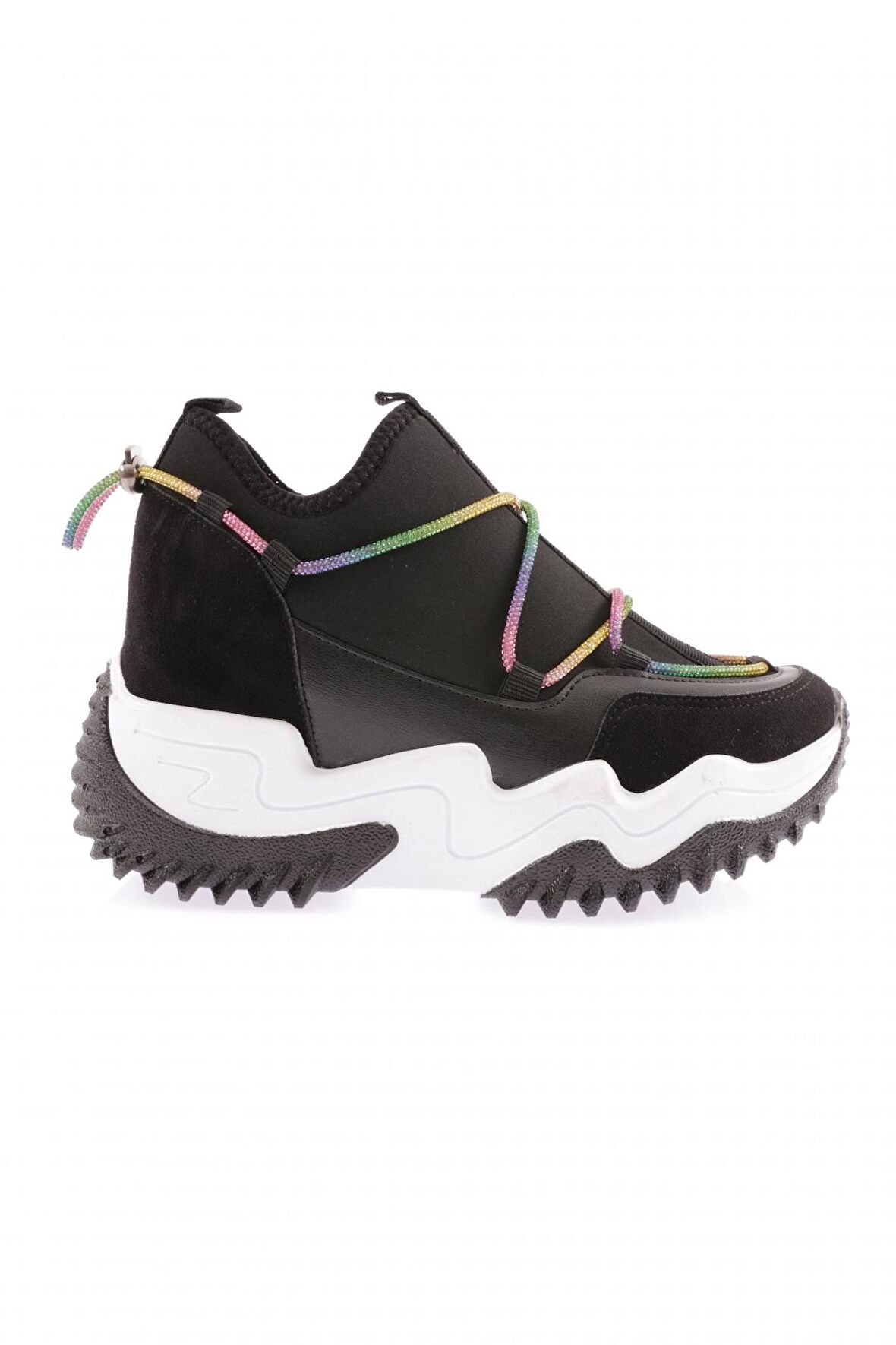 Dgn Z94 23Y Kadın Mega Kalin Taban Simli İp Detayli Sneakers Ayakkabi