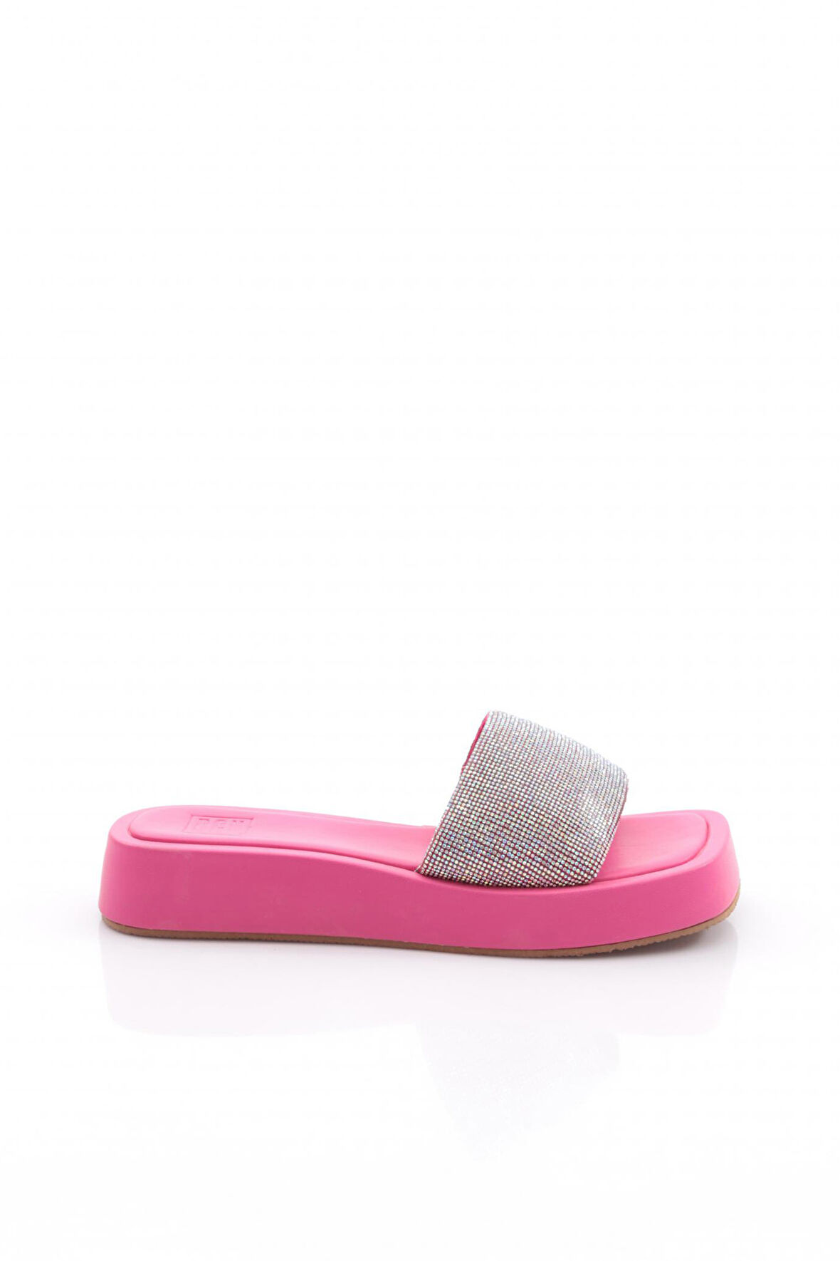 Dgn 8026 Kadin Silver Taşli Kalin Taban Terlik