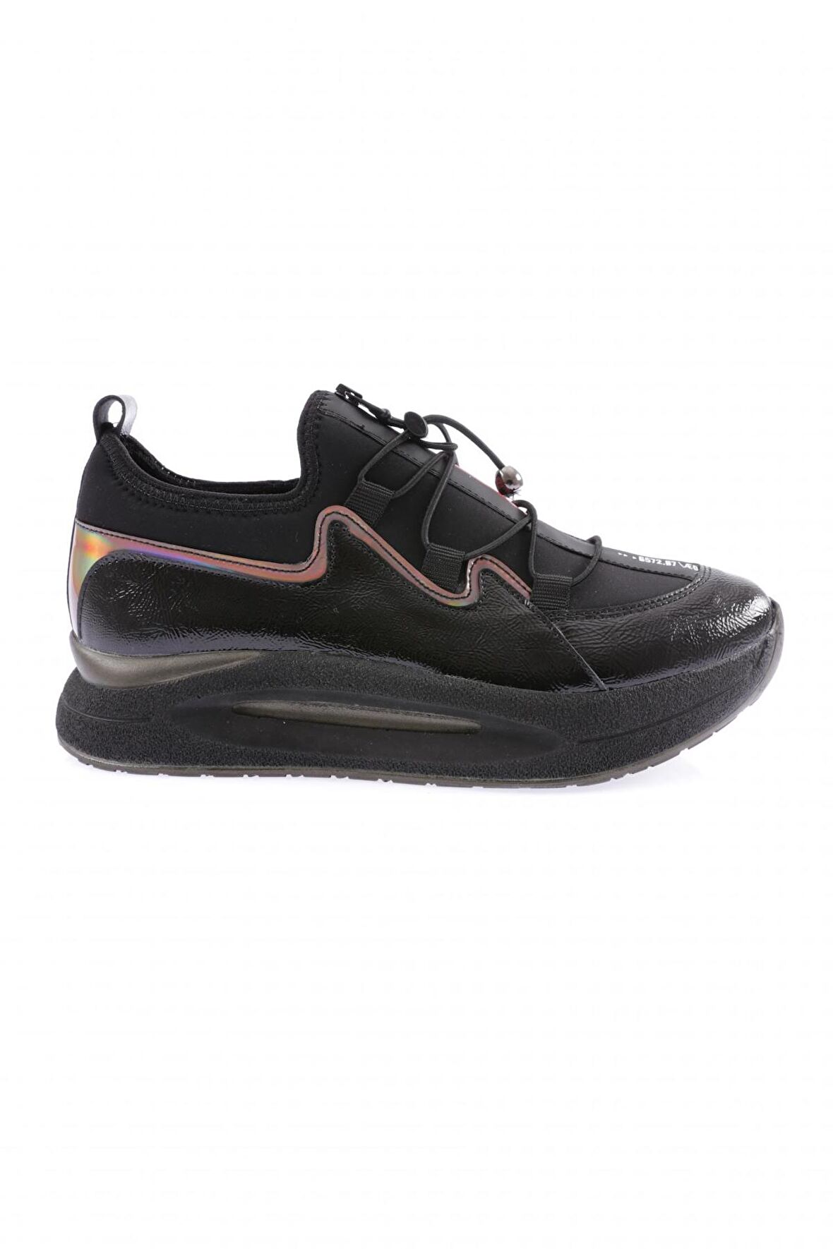 Dgn 832-23Y Kadın Kalin Taban Yazi Detayli Lastik İpli Sneakers Ayakkabi