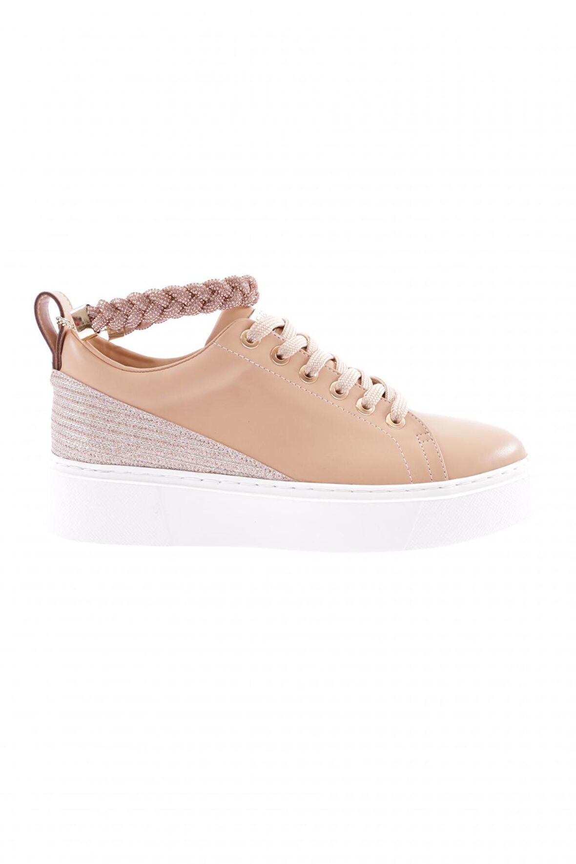 Dgn Es851-23Y Kadın Kalin Taban Halhal Detayli Silver Taşli Sneakers Ayakkabi