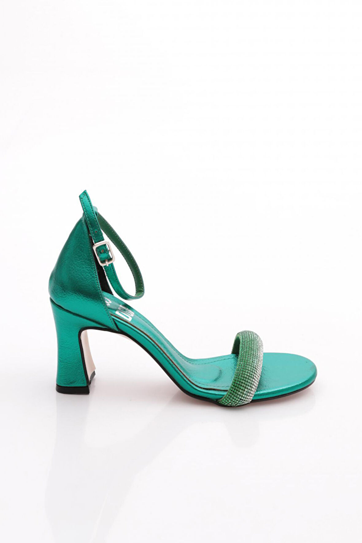 Dgn 001 Kadin Silver Taşli Tek Bant Bilekten Bağli Topuklu Sandalet