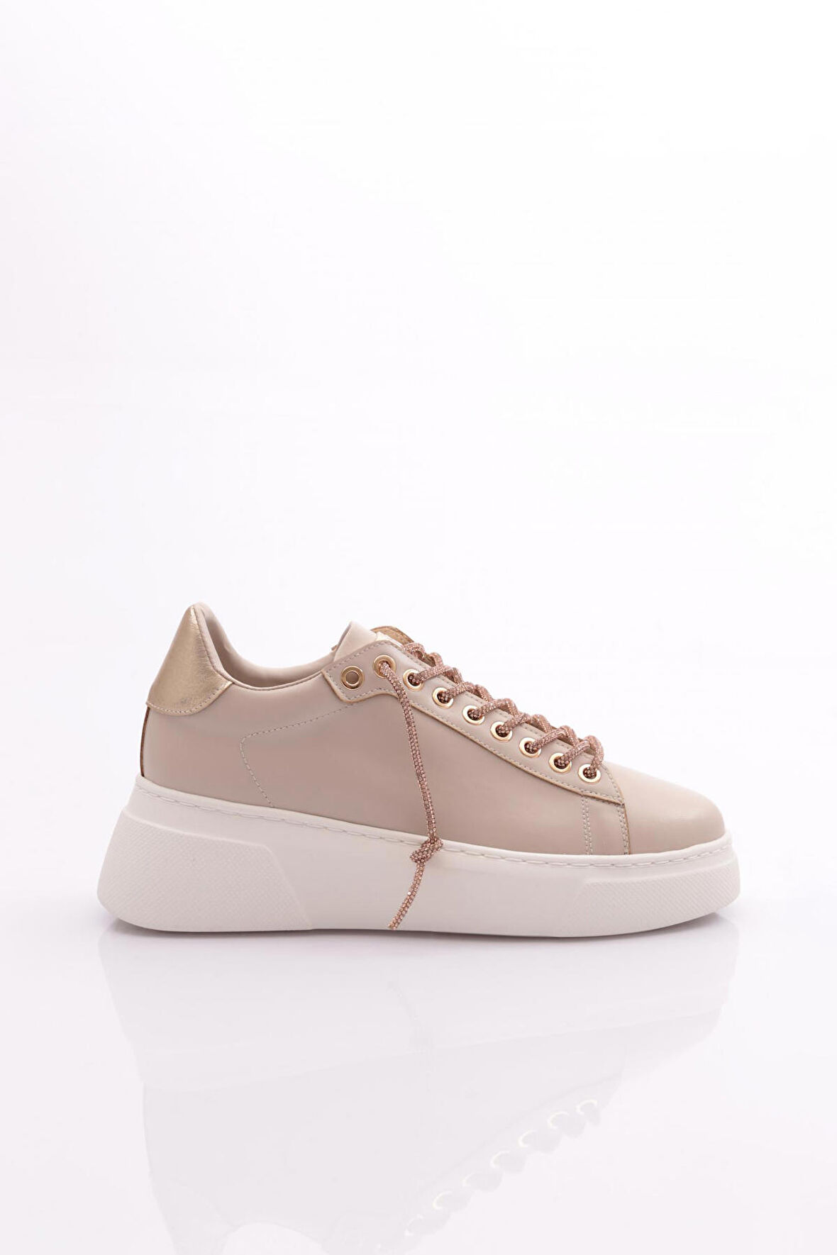 Dgn Es854 Kadın Kalin Taban Silver Taş Bağcikli Sneakers Ayakkabi