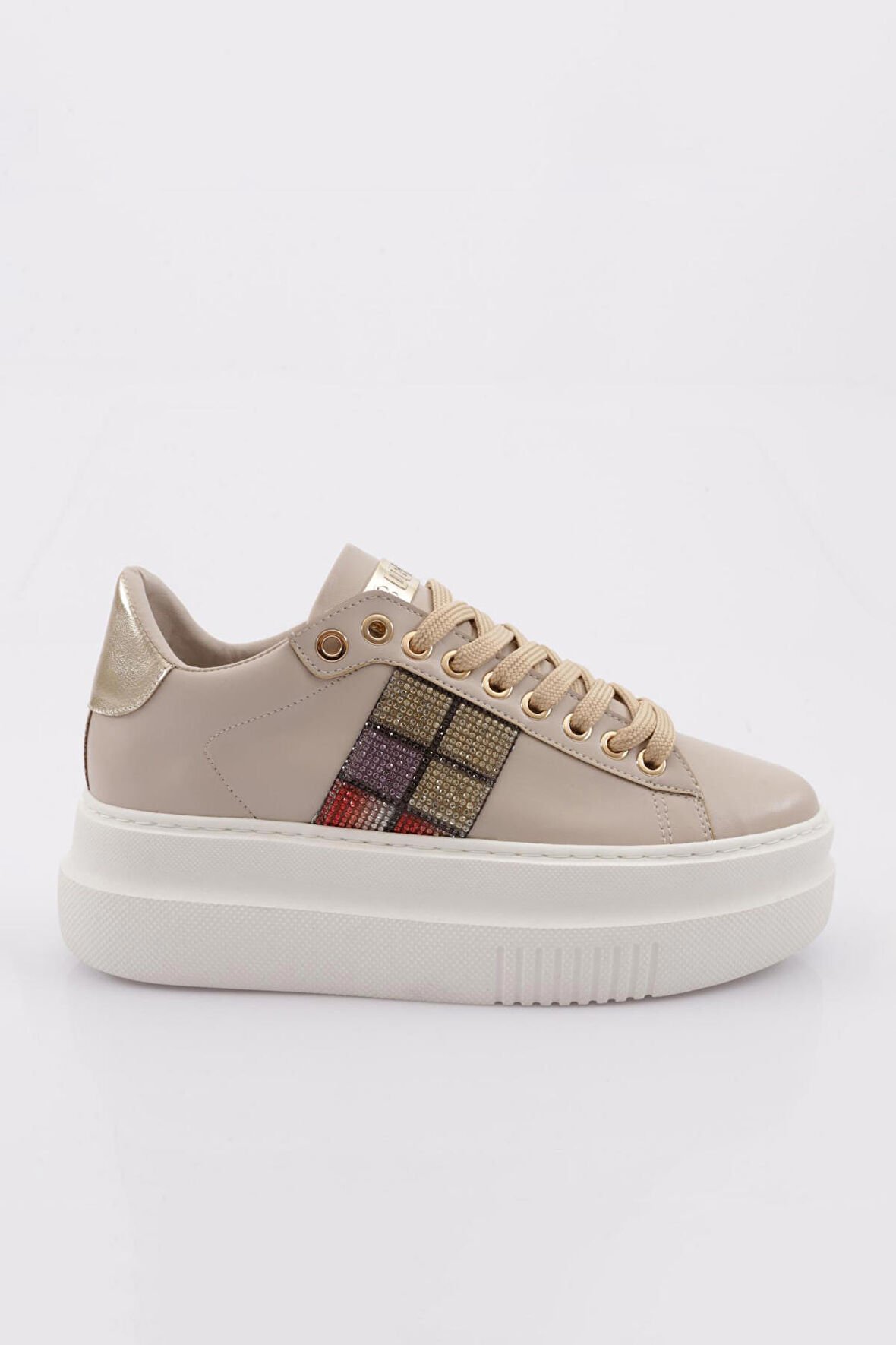 Dgn Es861 Kadın Kalin Taban Silver Taşli Sneakers Ayakkabi