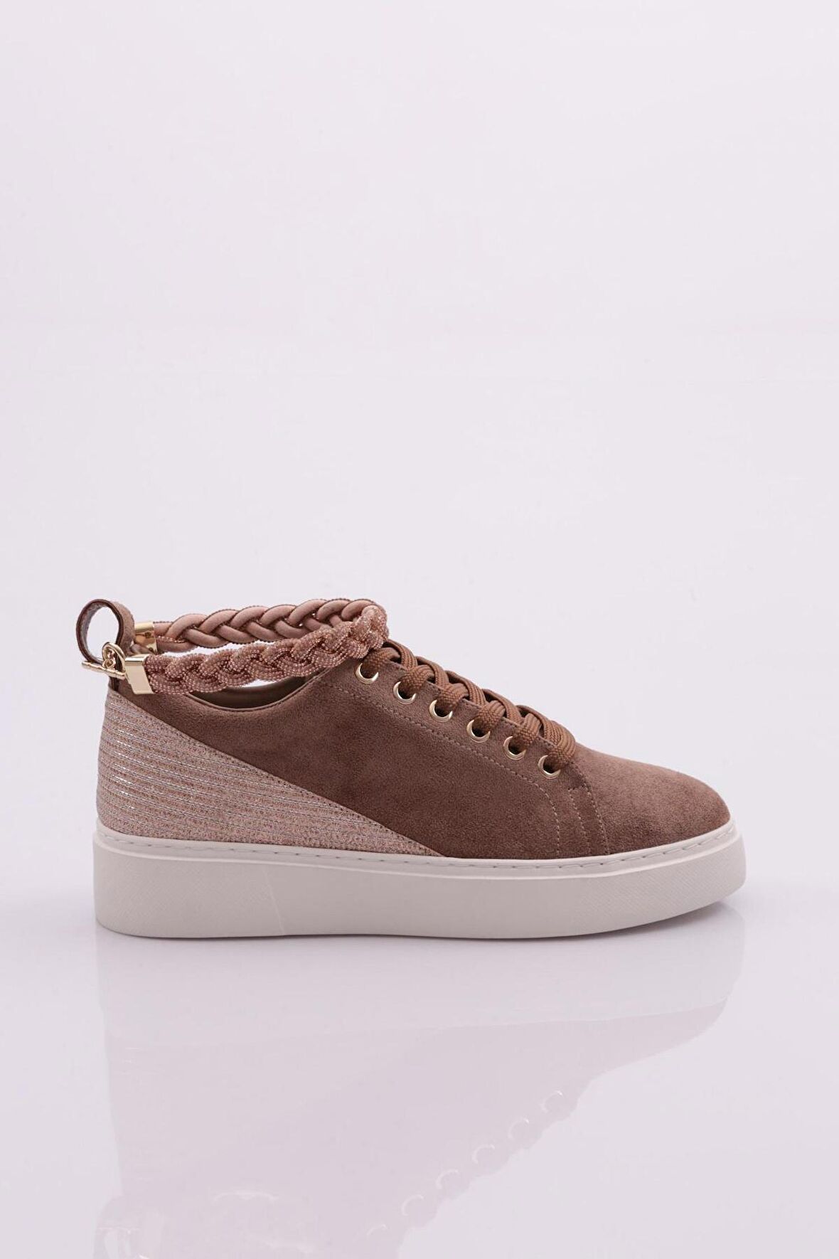 Dgn Es851 Kadın Kalin Taban Halhal Detayli Silver Taşli Sneakers Ayakkabi