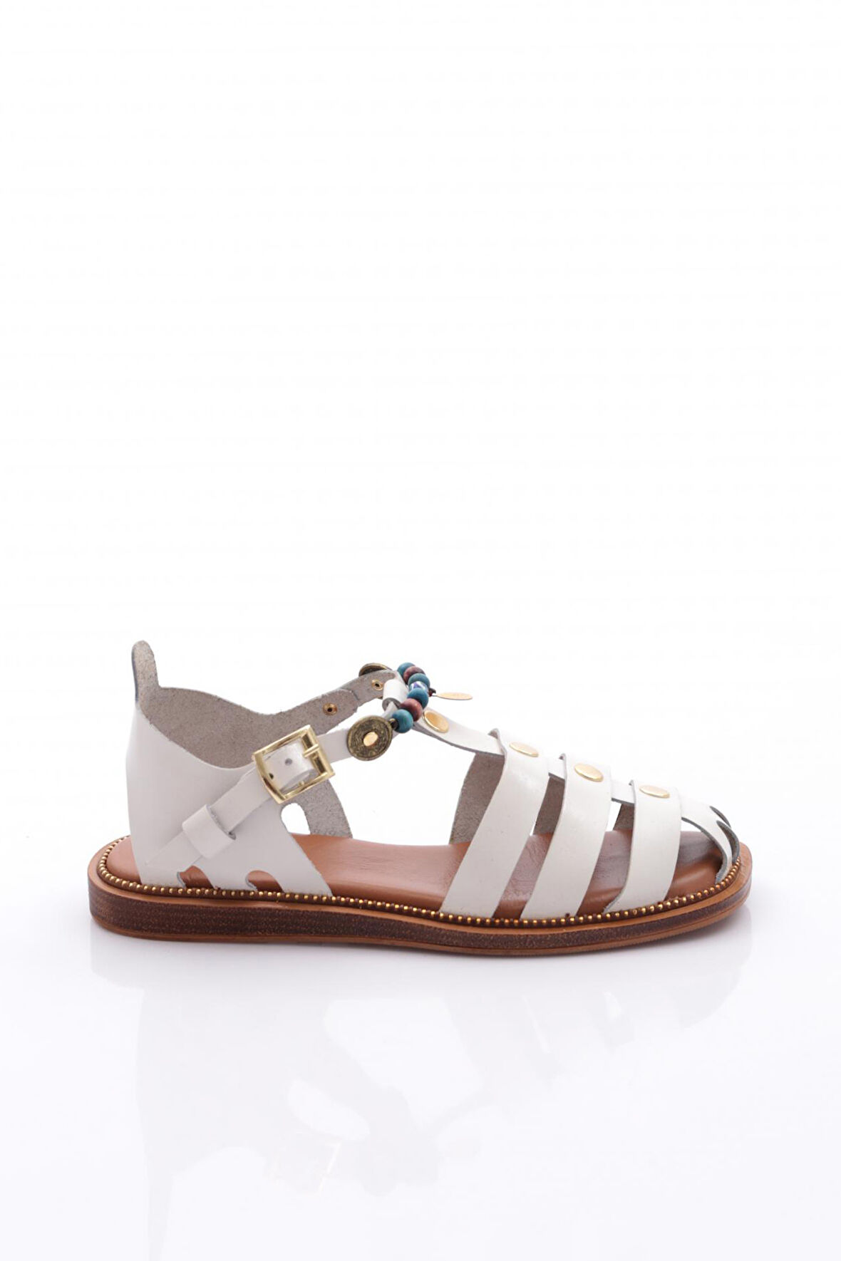 Dgn 306 Kadin Bilekten Bağlama Boncuklu Sandalet