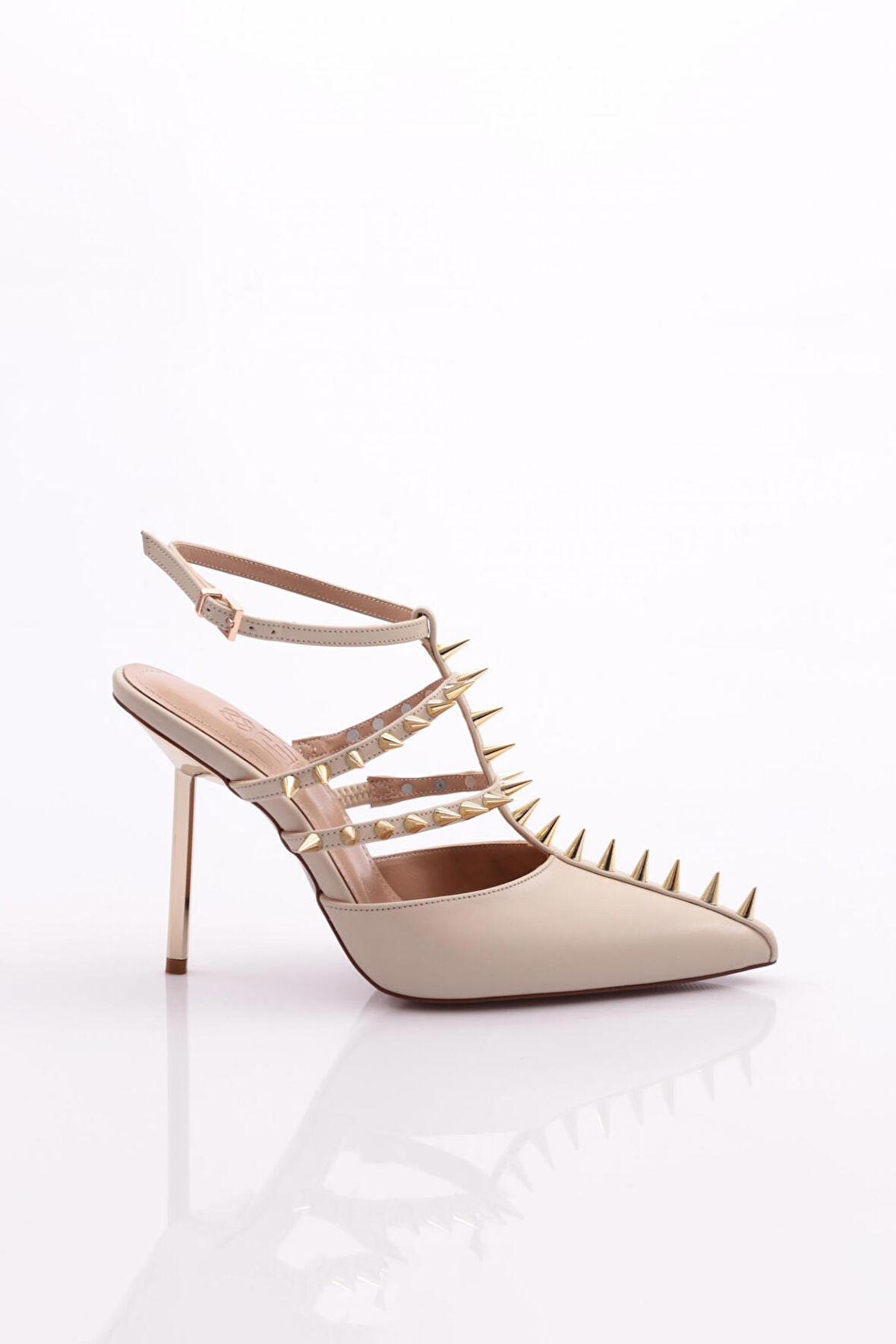 Dgn 4534 Kadin Metal Dikenli Topuklu Abiye Ayakkabi