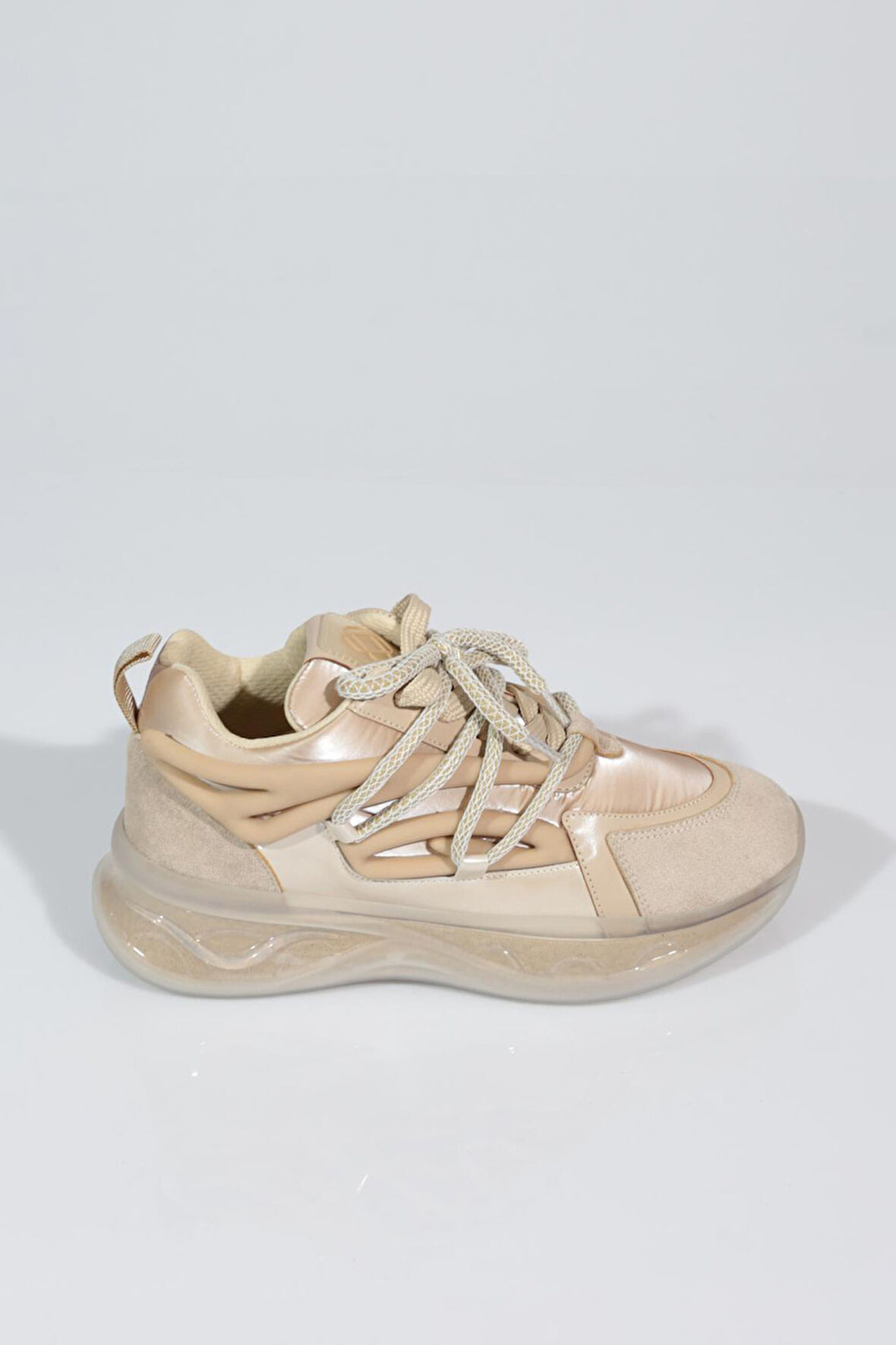 Dgn B1014 Kadin Kalin Taban Bağcikli Sneakers Ayakkabi