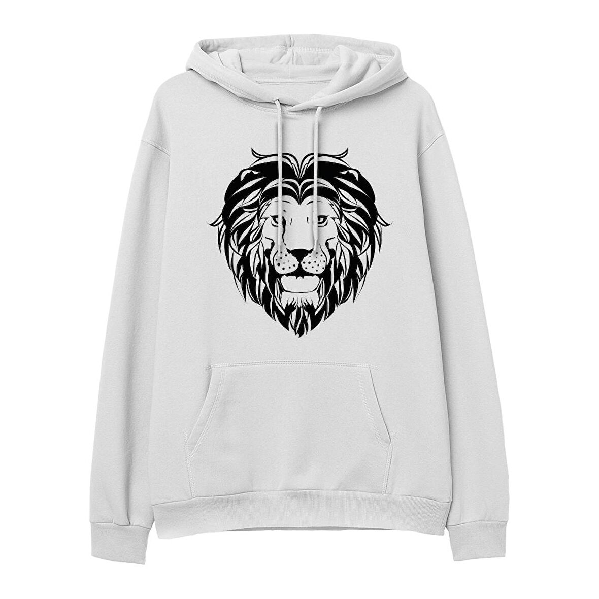 Lion Big  Baskılı Beyaz Hoodie