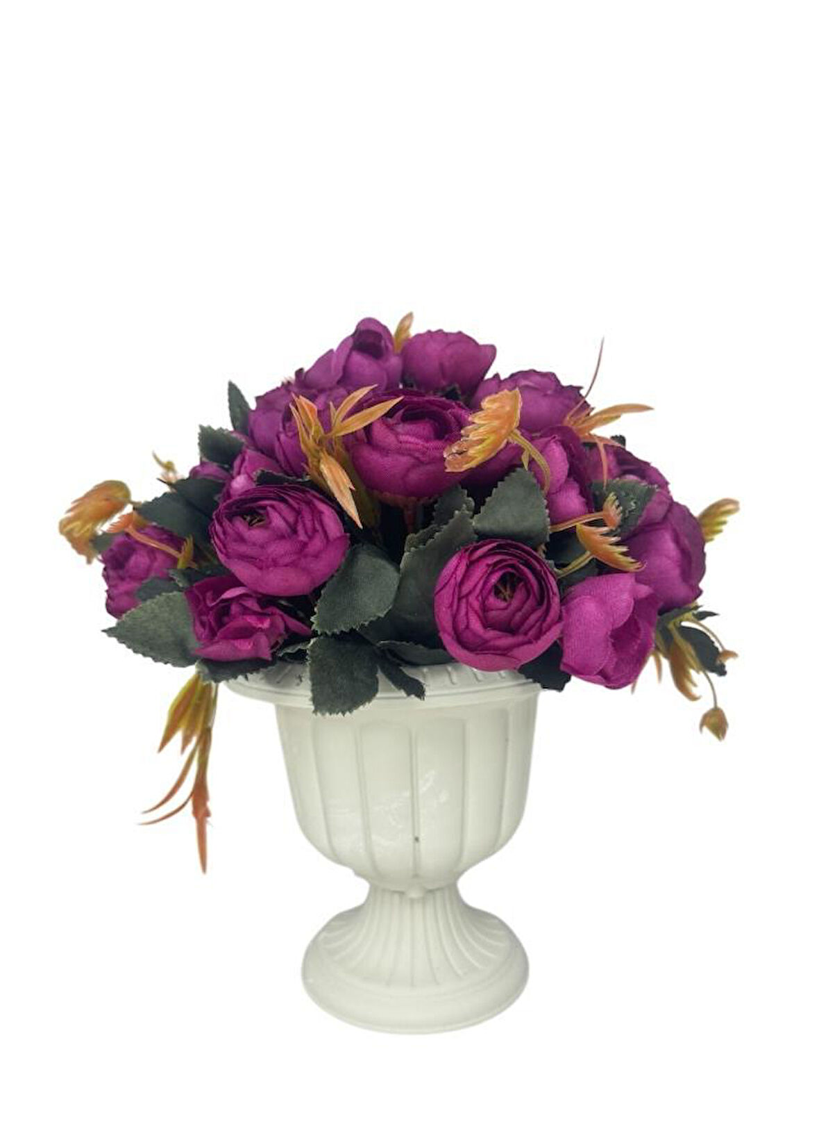 Yapay Çiçek Krem Antik Saksıda Mor Erengül 23cm