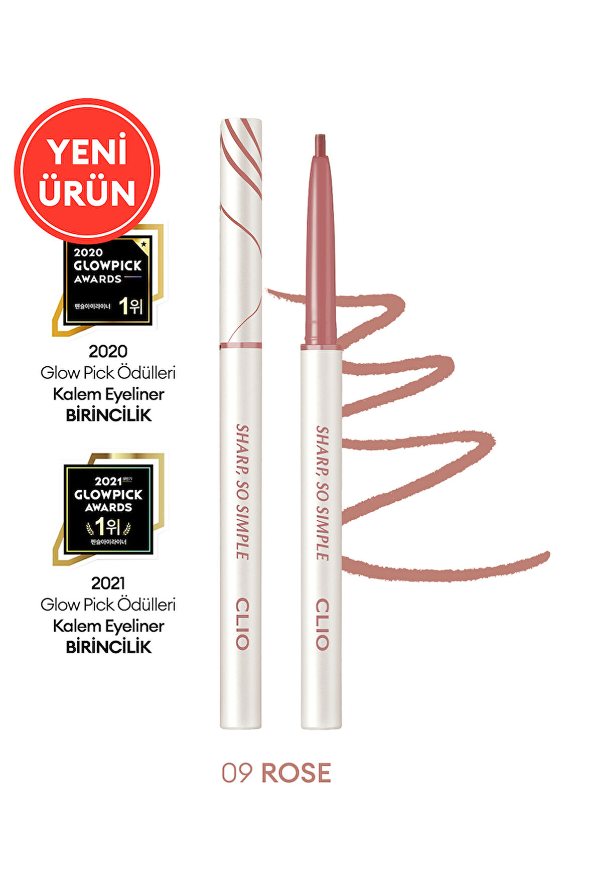 Suya Dayanıklı, İnce Uçlu Göz Kalemi CLIO Sharp So Simple Waterproof Pencil Liner (009 Rose)