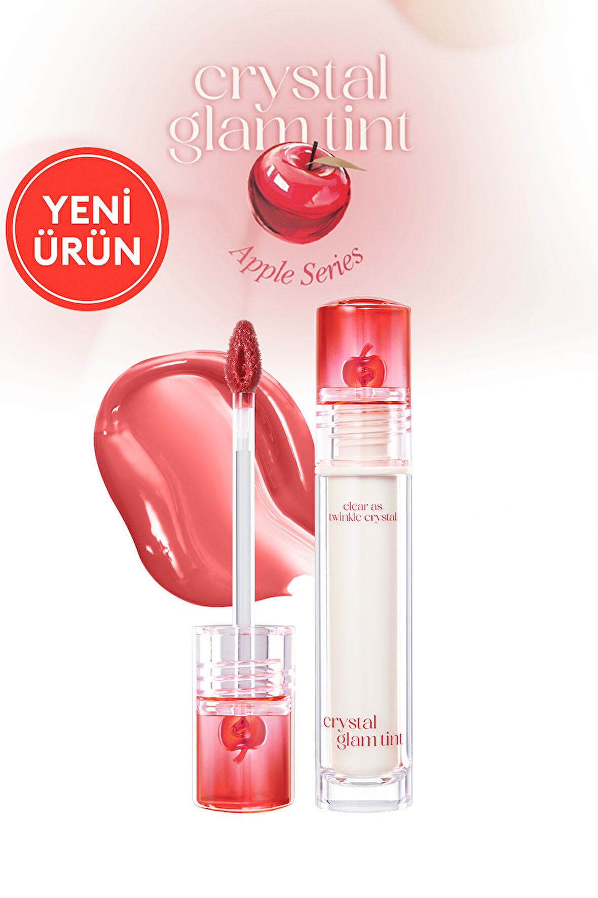 Yapışkanlık Hissi Vermeyen Yoğun Işıltılı Tint CLIO Crystal Glam Tint (19 Baby Apple) Apple Series