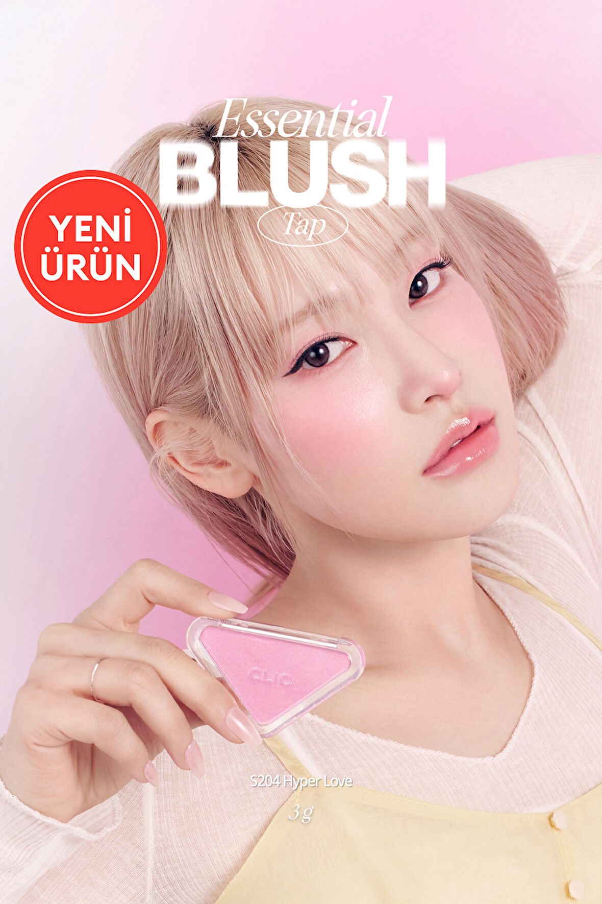 Katmanlanabilir Yumuşak Dokulu Işıltılı Bitiş Sunan Allık CLIO Essential Blush Tap (S204 Hyper Love)