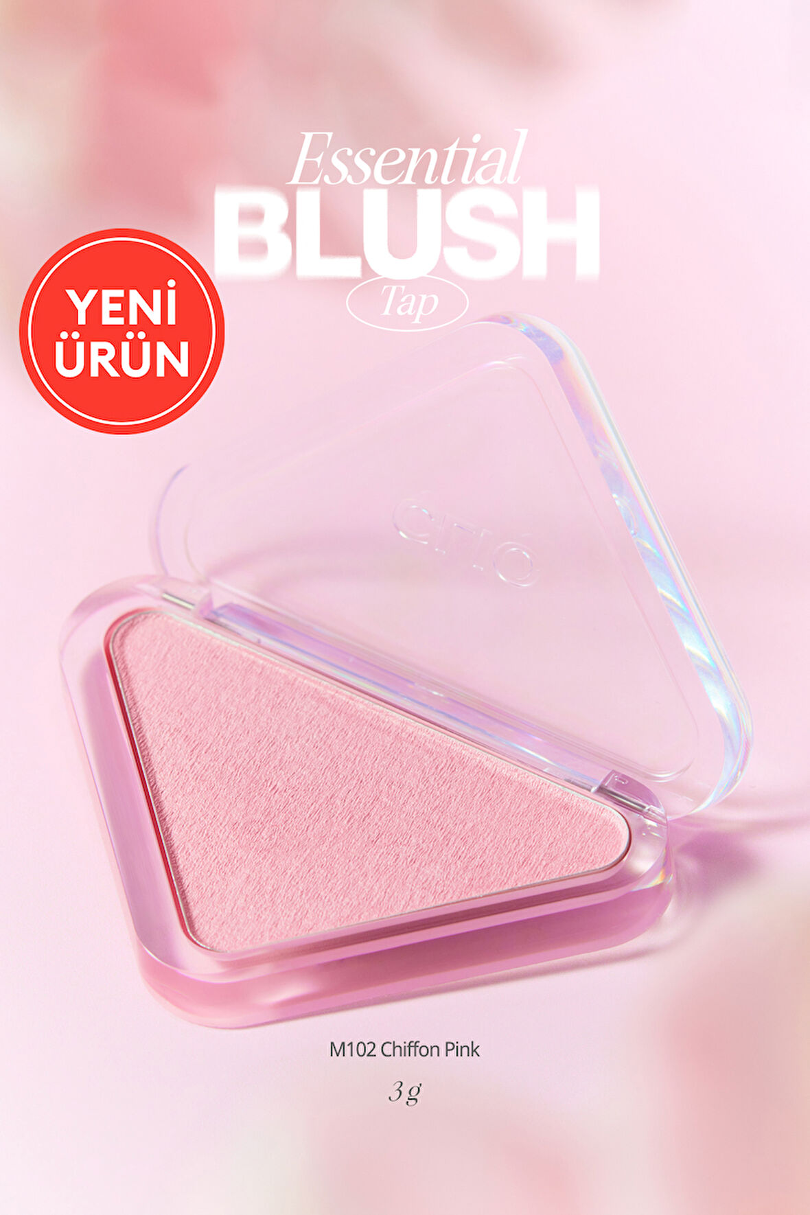 Katmanlanabilir Yumuşak Dokulu Yarı Mat Bitiş Sunan Allık CLIO Essential Blush Tap (M102 Chiffon Pink)