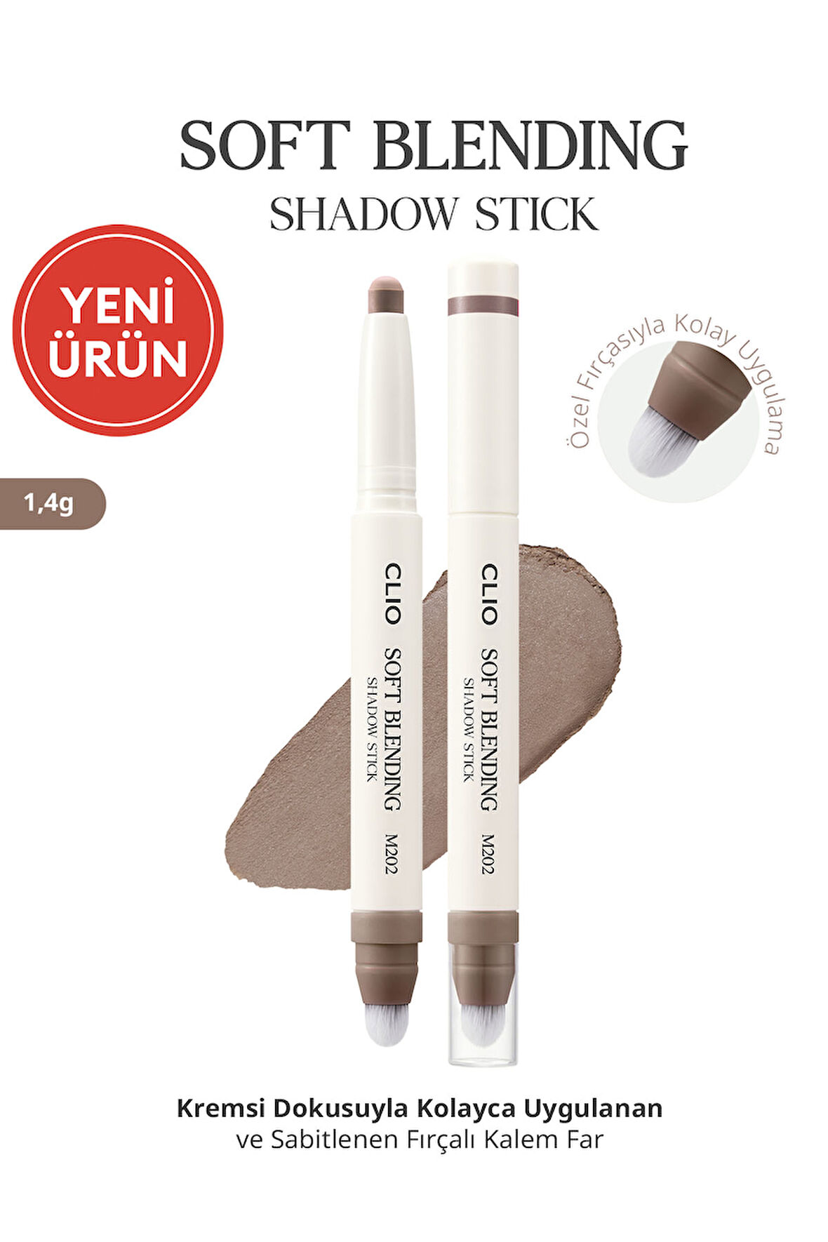 Kremsi, Kolayca Uygulanan ve Sabitlenen Fırçalı Kalem Far Soft Blending Shadow Stick (M202)