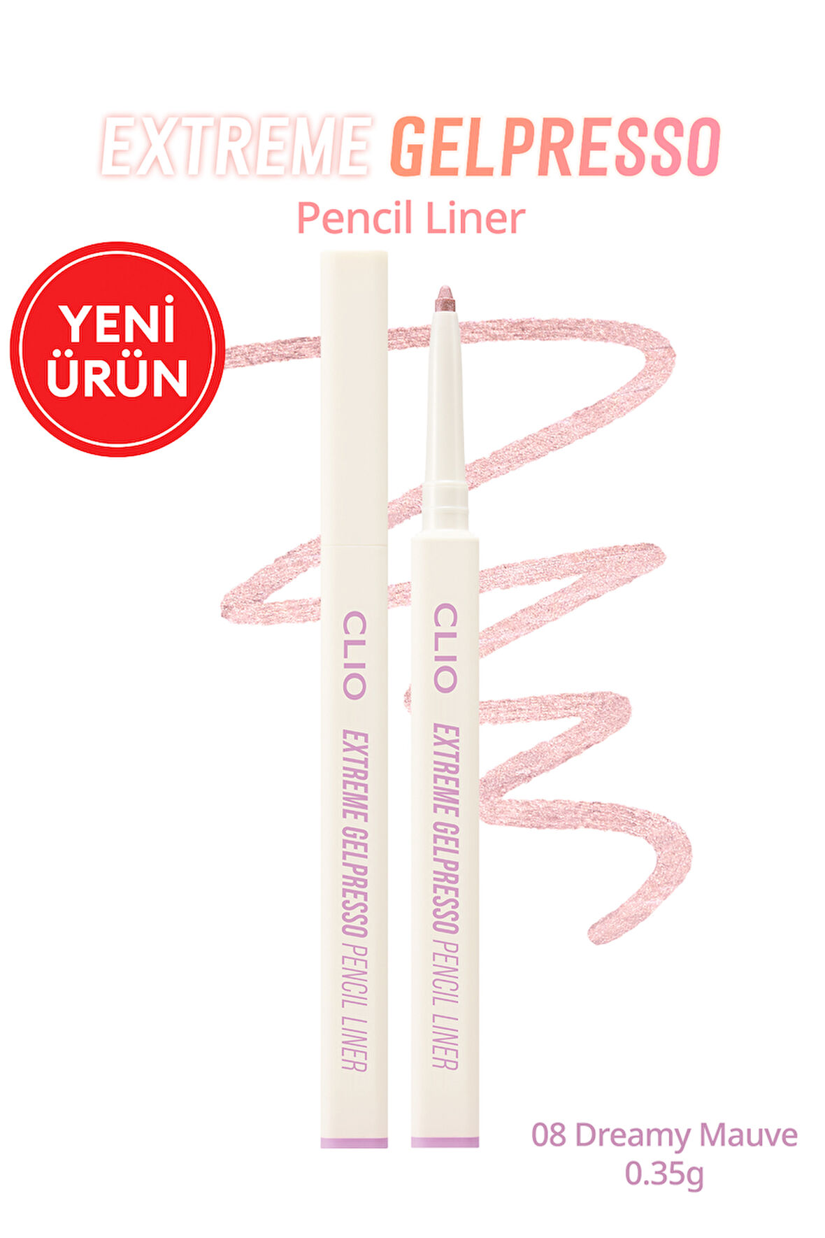 Suya Dayanıklı, Gün Boyu Kalıcı Kalem Eyeliner CLIO Extreme Gelpresso Pencil Liner (08 Dreamy Mauve)