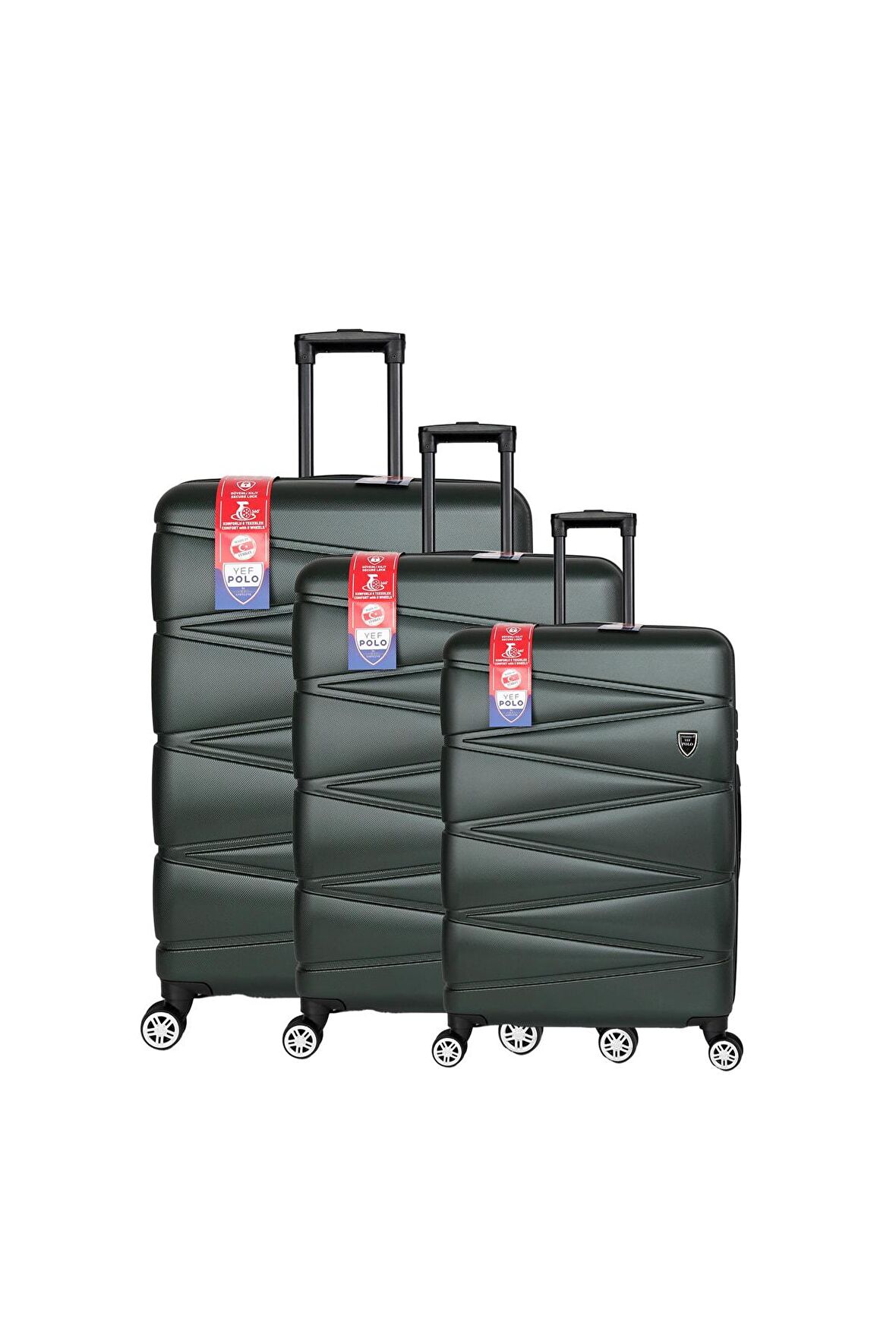 Yefa Dayanıklı Unisex 4 Tekerlekli 3'lü Set Plastik Valiz Seti