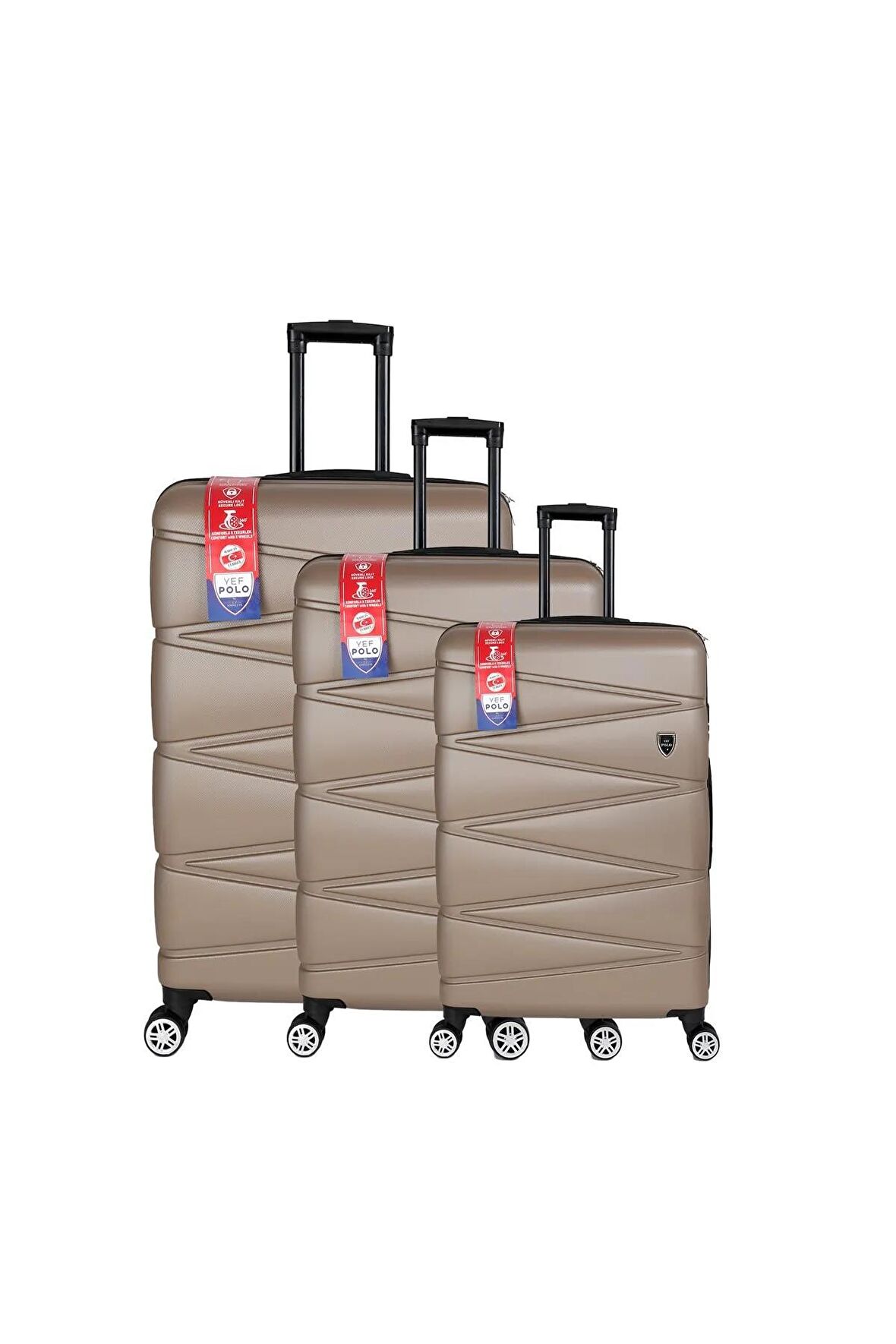 Yefa Dayanıklı Unisex 4 Tekerlekli 3'lü Set Plastik Valiz Seti